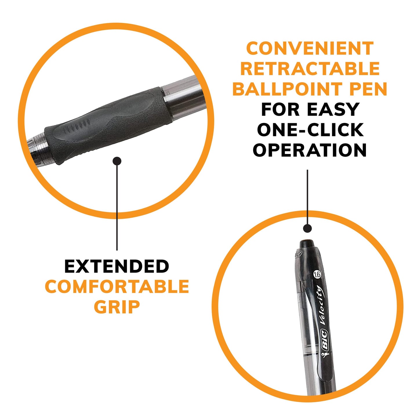 BIC Glide Bold Black Ballpoint Pens, Bold Point (1.6mm), 36-Count Pack, Retractable Ballpoint Pens With Comfortable Full Grip