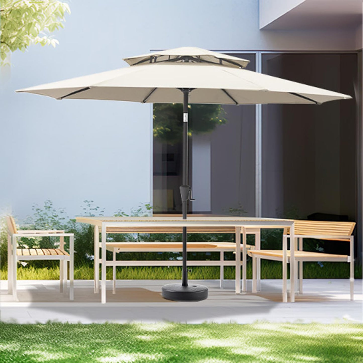 C-Hopetree 60 lb Heavy Duty Water Fillable Base Stand Weight for Patio Outdoor Market Table Umbrella, Black