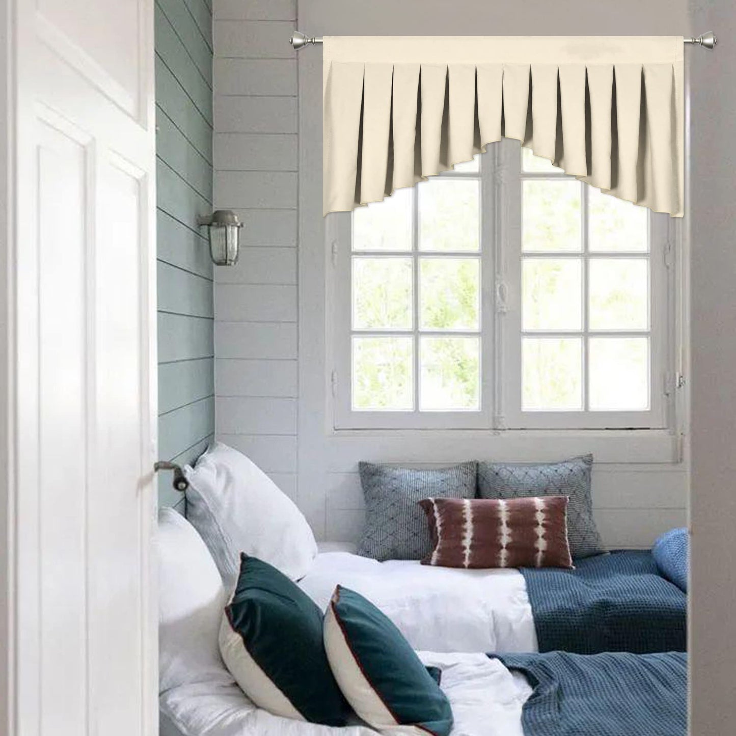 OYRING Valances for Windows Beige Window Valance for Living Room Rod Pocket Blackout Valance for Kitchen,Pack of 1 (Beige 39" W x 20" L)