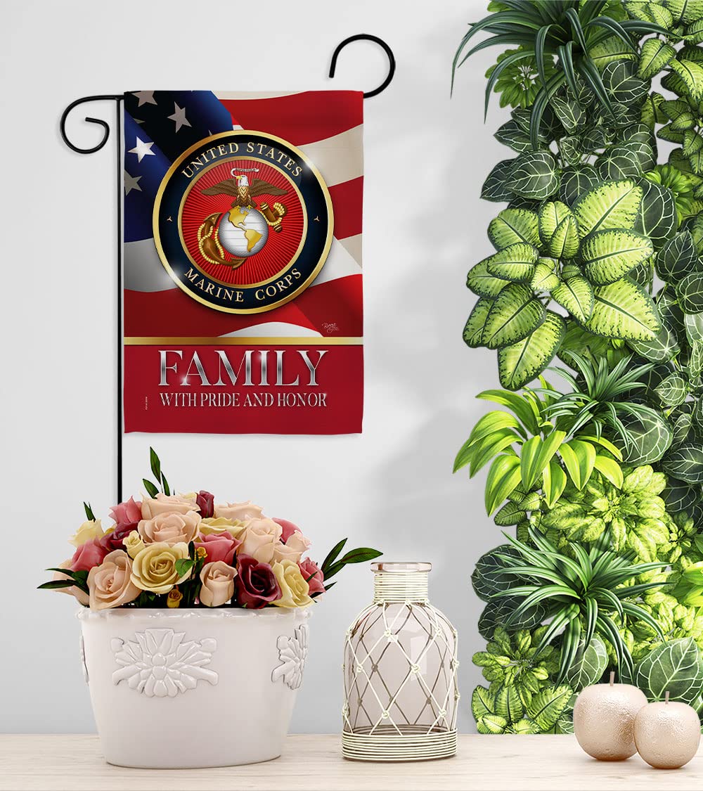 US Marine Family Honor Garden Flag - Armed Forces Corps USMC Semper Fi United State American Military Veteran Retire Official - House Banner Small Yard Gift Double-Sided Made in USA 13 X 18.5