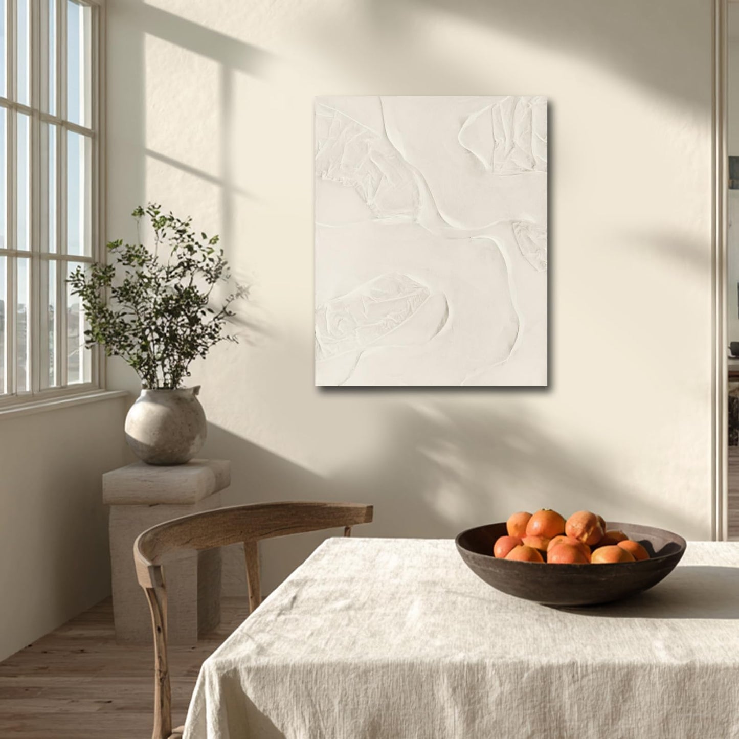 CHUDANHAO Abstract Hand Painted Wall Art Beige Wall Decor Line Hanging Art 32"x40" Large Artwork for Living Room Office Decorations