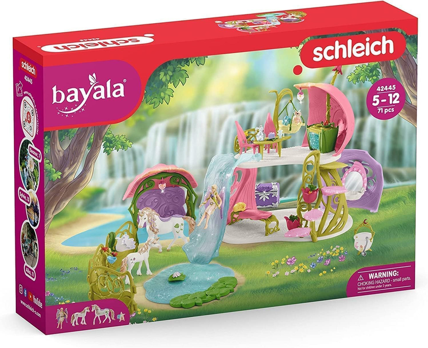 Schleich Bayala - 71 PC Glittering Flower House Playset with Fairy Figure, 2 Cute Unicorn Toys and Fairy Dollhouse Accessories for Girls and Boys - Fantasy Figurine Animal Set for Kids Ages 5+ | 42445