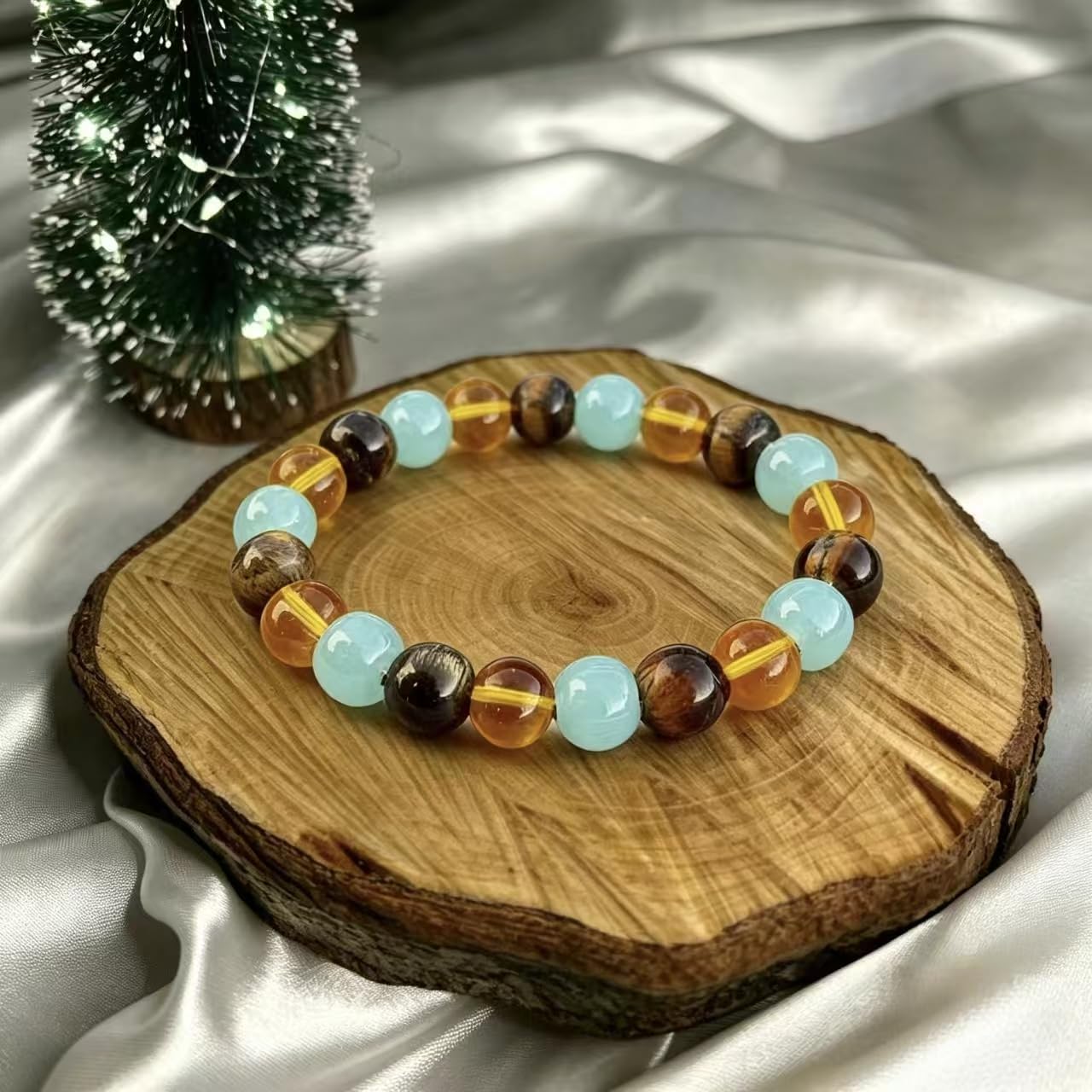Adjustable Crystal Money Bracelets for Women Aventurine & Tiger-Eye Stone Beaded Bracelet Wealth Attraction Feng Shui Good Luck Elastic Bracelets Natural Healing Protection Jade Spiritual Jewelry (Wealth-Tiger's Eye + Green)