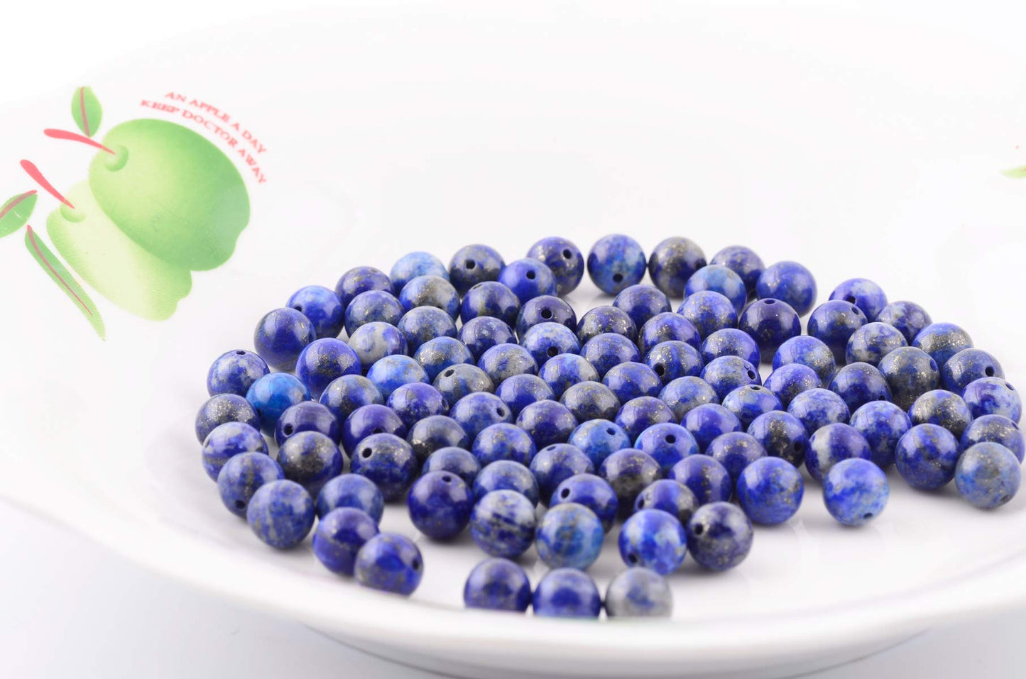 Natural Stone Beads 100pcs 8mm Lapis Lazuli Round Genuine Real Stone Beading Loose Gemstone Hole Size 1mm DIY Charm Smooth Beads for Bracelet Necklace Earrings Jewelry Making (Lapis Lazuli Blue, 8mm)