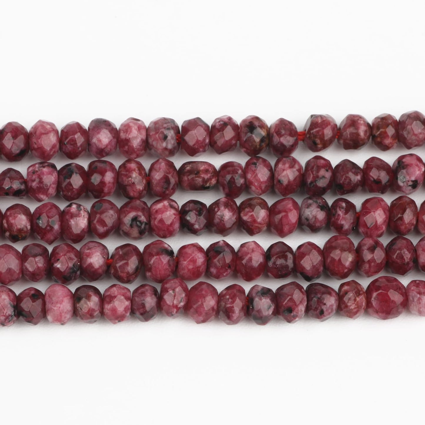2 String 220PCS 3x5mm Natural Purple-Red Color Speckled Beads for Jewelry Making, Songxi Facted Loose Gemstone Beads for DIY Bracelet Necklace Making Supplies with Energy Healing Chakra Power