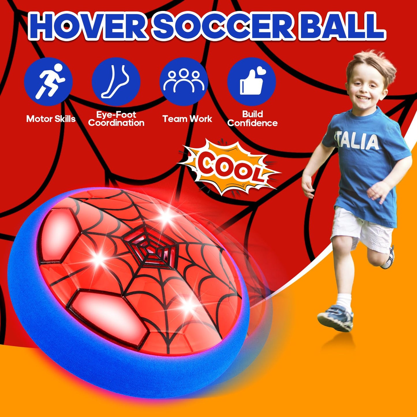 Indoor Hover Soccer Ball,Light-Up Toys for Boys Ages 5-7,6-8,8-12, Fun LED Football Game Toy with USB Rechargeable Battery,Christmas Birthday Gifts for Kid 4,5,6,7,8,9,10,11,12,13 Year Old