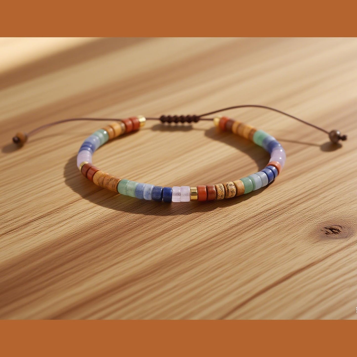 Natural Stone Bracelet, Colorful 7 Chakra Bracelet Encouragement Beaded Crystal Charm with Card for Women Meditation Calm & Comfort Gift