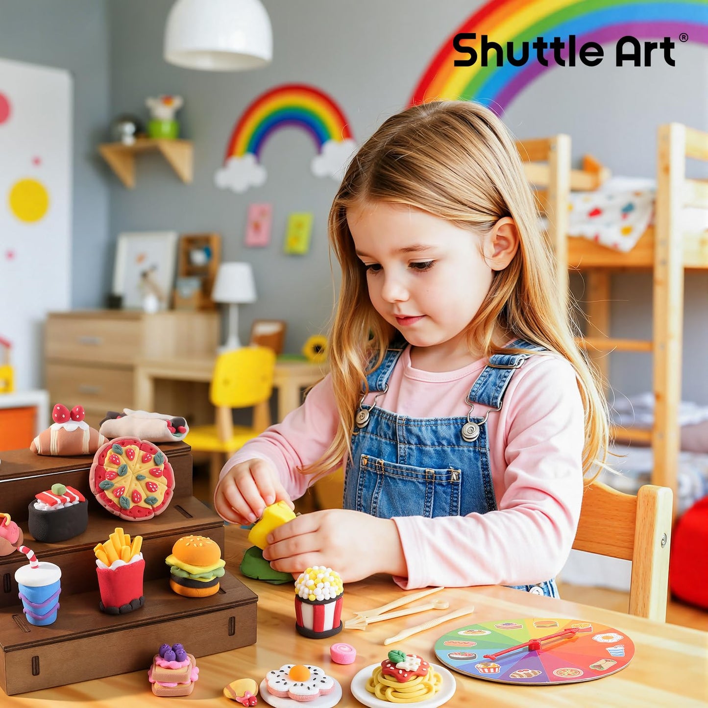 Shuttle Art Air Dry Clay for Kids - Food Store, 21 PCS Modeling Clay Kit with Sculpting Tools and Tutorials, Safe & Non-Sticky, Craft Gifts for Boys & Girls
