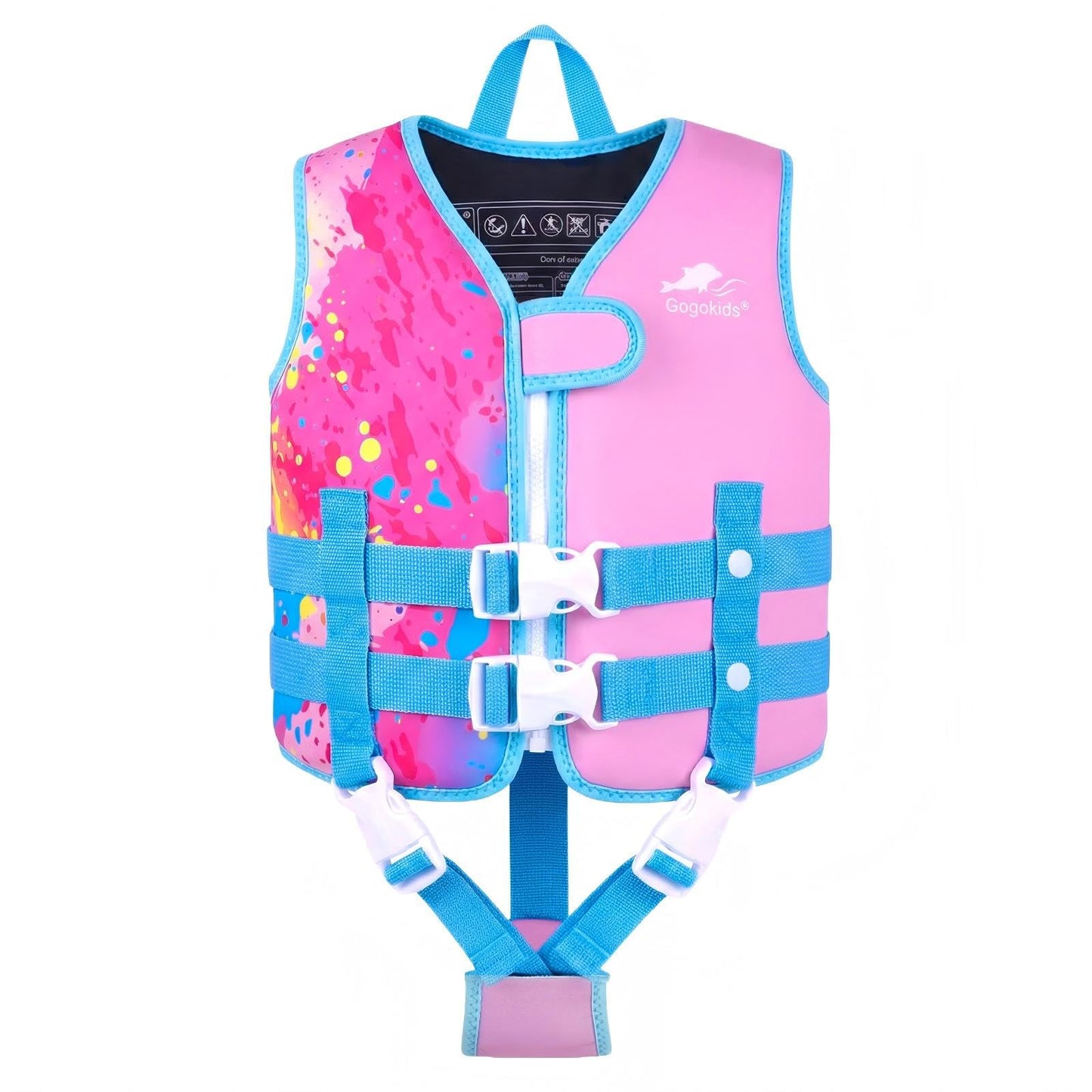 Gogokids Swim Vest for Toddler & Kid 1-2-3-4-5, Adjustable Buoyancy Swimming Vest for Kid Learn to Swim, Toddler Floaty with Removeable Floats and Dual Safety Straps Buoyancy Aid for Pool Beach Puddle