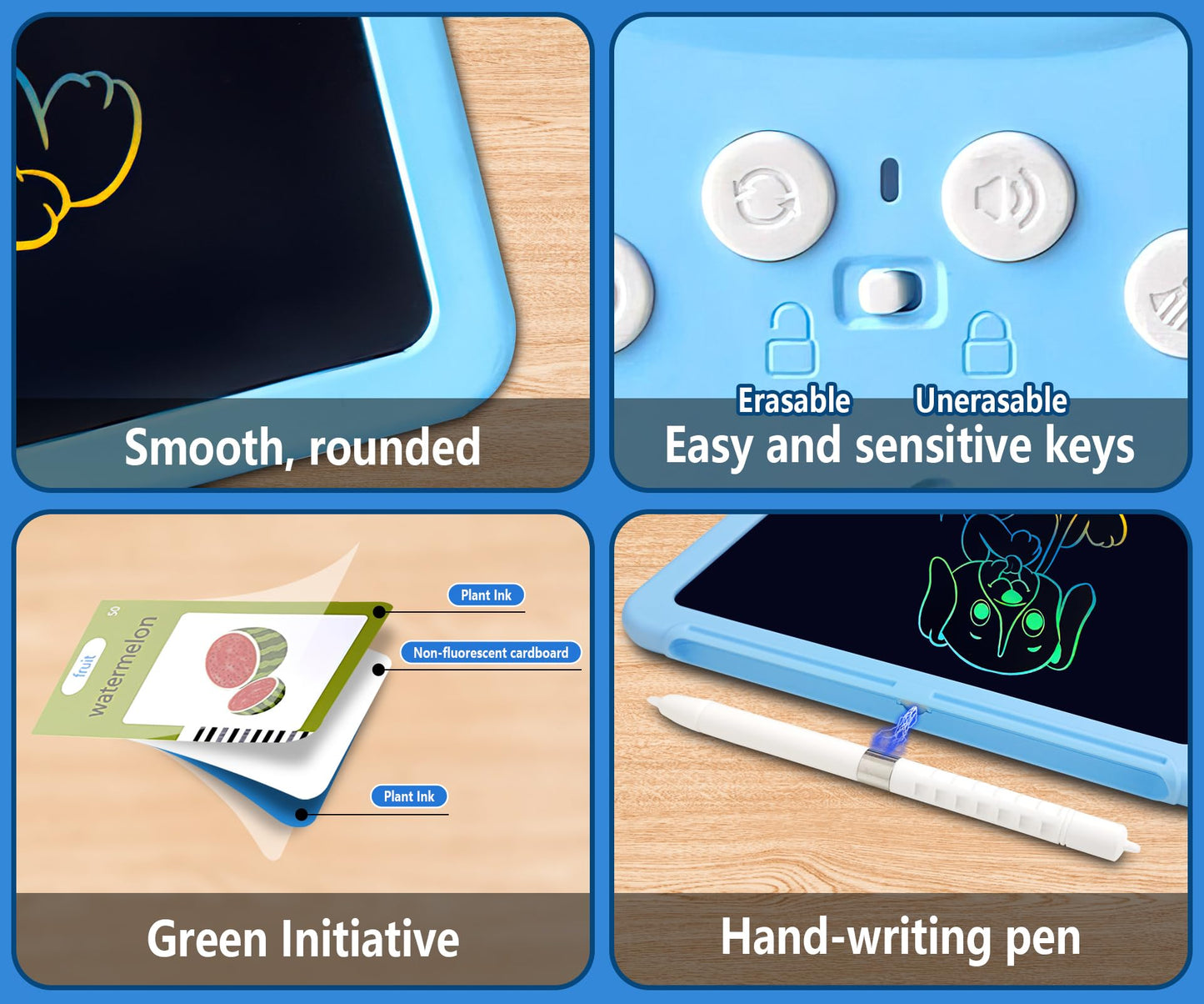 Rylai Toddler Toys Talking Flash Cards, Kindergarten Learning Resources 510 Sight Words with Drawing Tablet for Speaking Doodling, Sensory Toys for Kids with Autism, Boys Girls 2 3 4 5 6, Blue