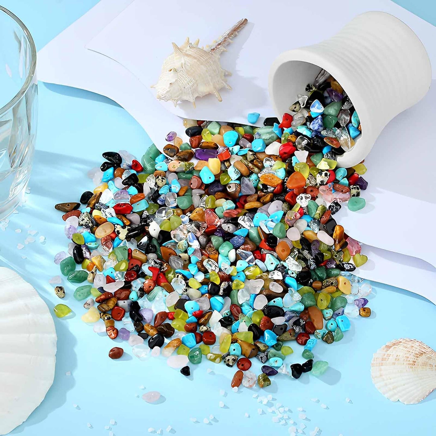 200pcs Natural Chip Stone Beads Gemstone Healing Crystal Loose Rocks Bead Irregular Glass Seed Charm Beads Drilled DIY for Jewelry Bracelet Necklace Earrings Making Crafting Supplies (Red, 5-8mm)