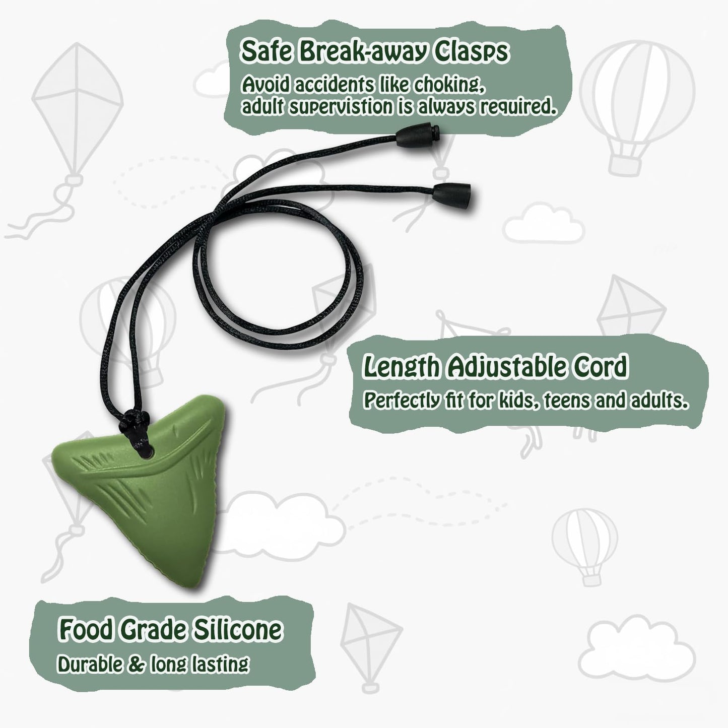 Chew Necklaces for Sensory Kids & Adults - 7 PCS Silicone Chewy Necklace Sensory Toys for Kids with Autism, ADHD, Anxiety, Oral Motor Stimulation, Chewable Teething Necklace for Baby BPA Free