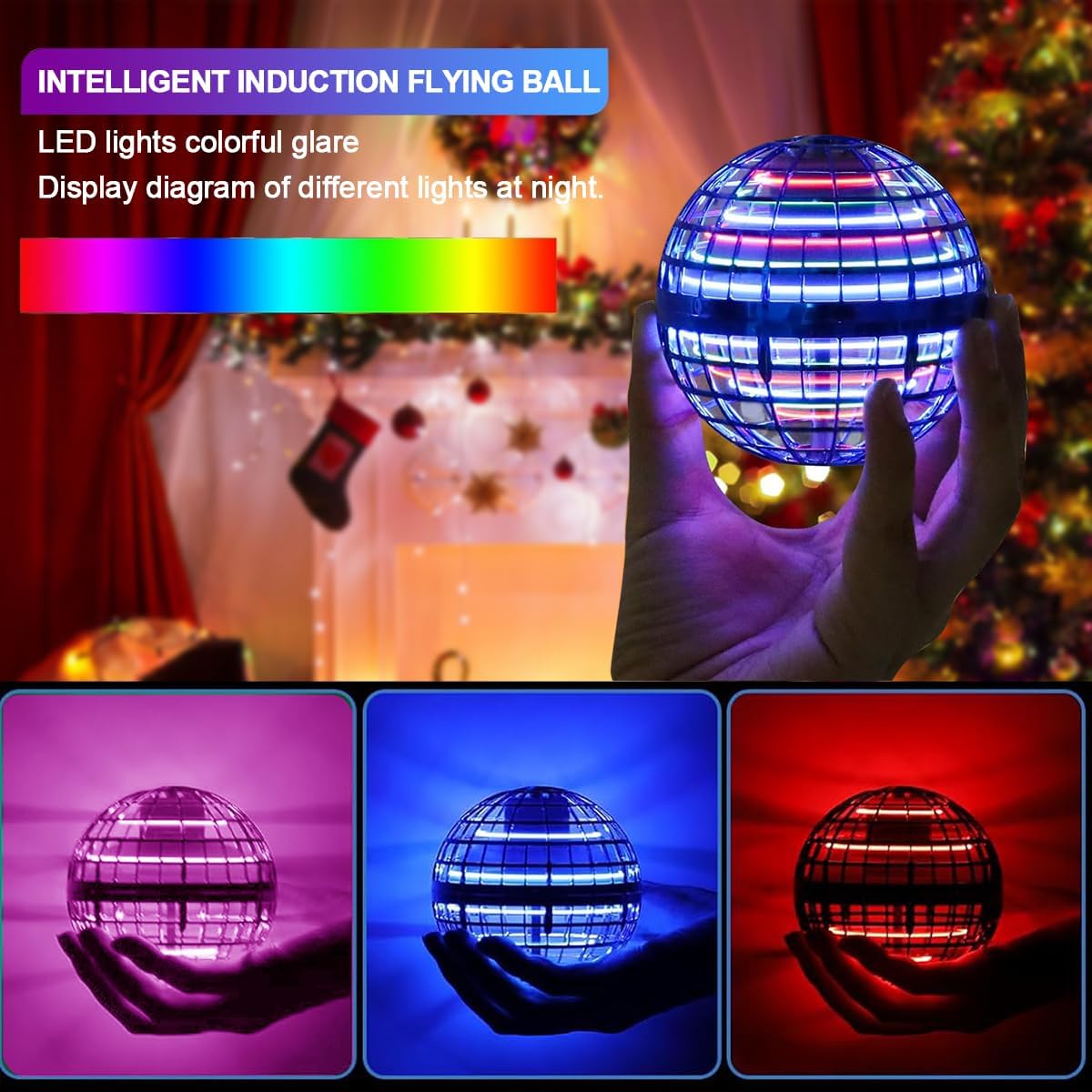 SUMMERLANGUAGE Flying Orb Ball Toy - 2025 Upgraded Magic Flying Orb Toy with LED Light 360°Rotating, Boomerang Flying Toys Indoor Outdoor Fun Games, for Boys Girls Adults Kids (Blue)