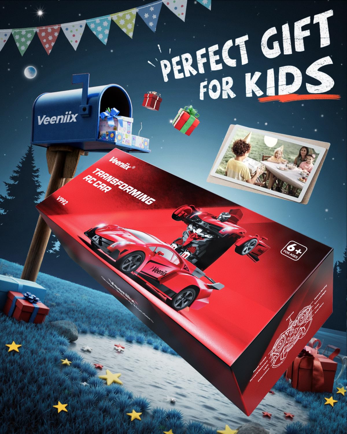 Veeniix V992 Transform Remote Control Car,Transform Robot RC Cars,1:14 Scale,2-in-1 Robot Toy Car with Sound & Light,Gesture Sensing,Automatic Deformation,Great Gifts Toys for Boys and Girls 4-6 (Red)