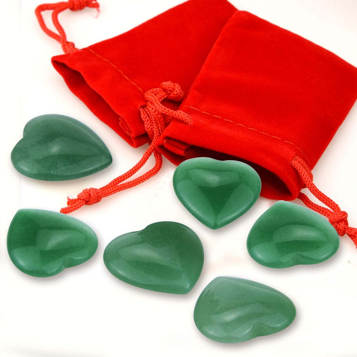 Marrywindix 15 Packs 0.8 Inch Healing Crystal Natural Green Aventurine Heart Love Carved Palm Worry Stone Chakra Reiki Balancing