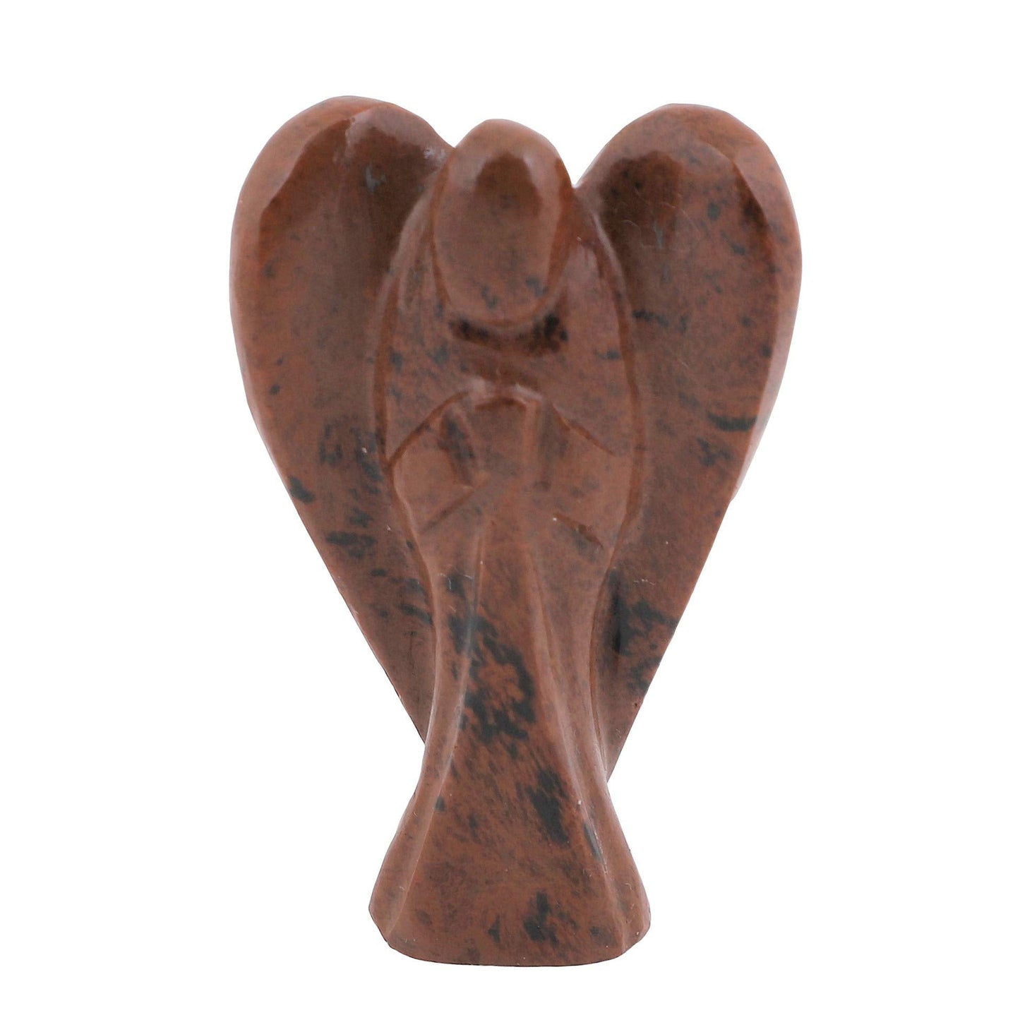 "Mahogany Obsidian Gemstone Guardian Angel Healing Crystal, Hand Carved Pocket Angel Figurine - Handmade Mini Statue for Love, Peace & Healing, Crystals for Positive Energy, Natural Gemstone Figurine"