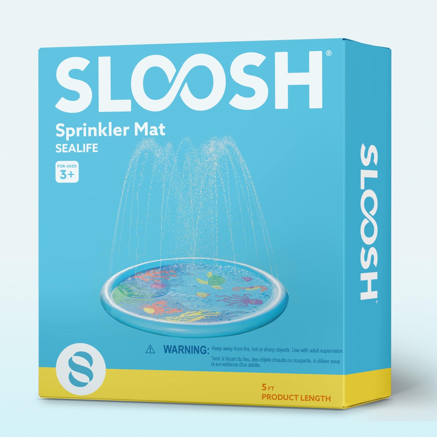 SLOOSH 60" Splash Pad Water Toys - Sprinkler Mat for Toddler Kids Baby Play Water Games Pool Fun, Summer Outdoor Garden Lawn Backyard Party Supplies Gifts for Boys Girls (Sea Themed)