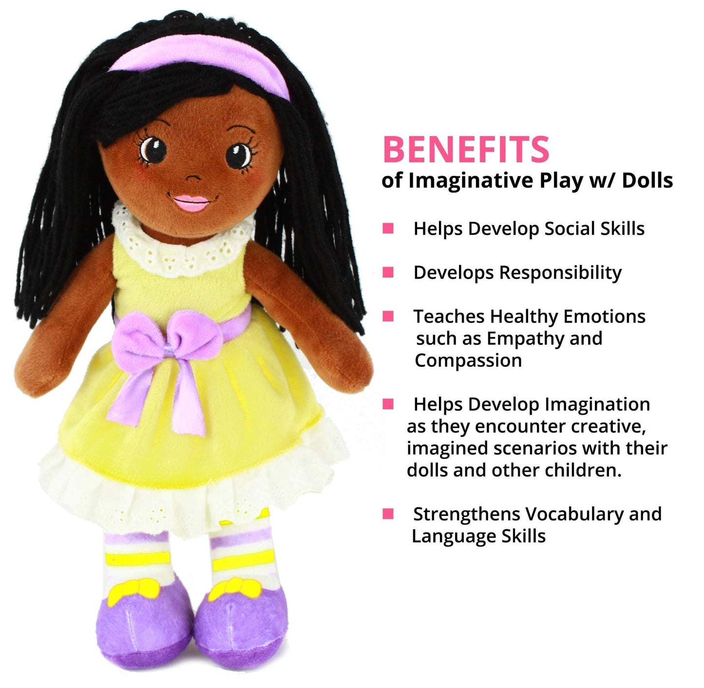 Playtime by Eimmie 14" Soft Baby Doll for Girls (Kaylie) - Plush Rag Doll for Toddlers & Infants, Washable Stuffed Toy with Sensory Fabric Body - Great for Baby Showers, Birthdays & Special Occasions