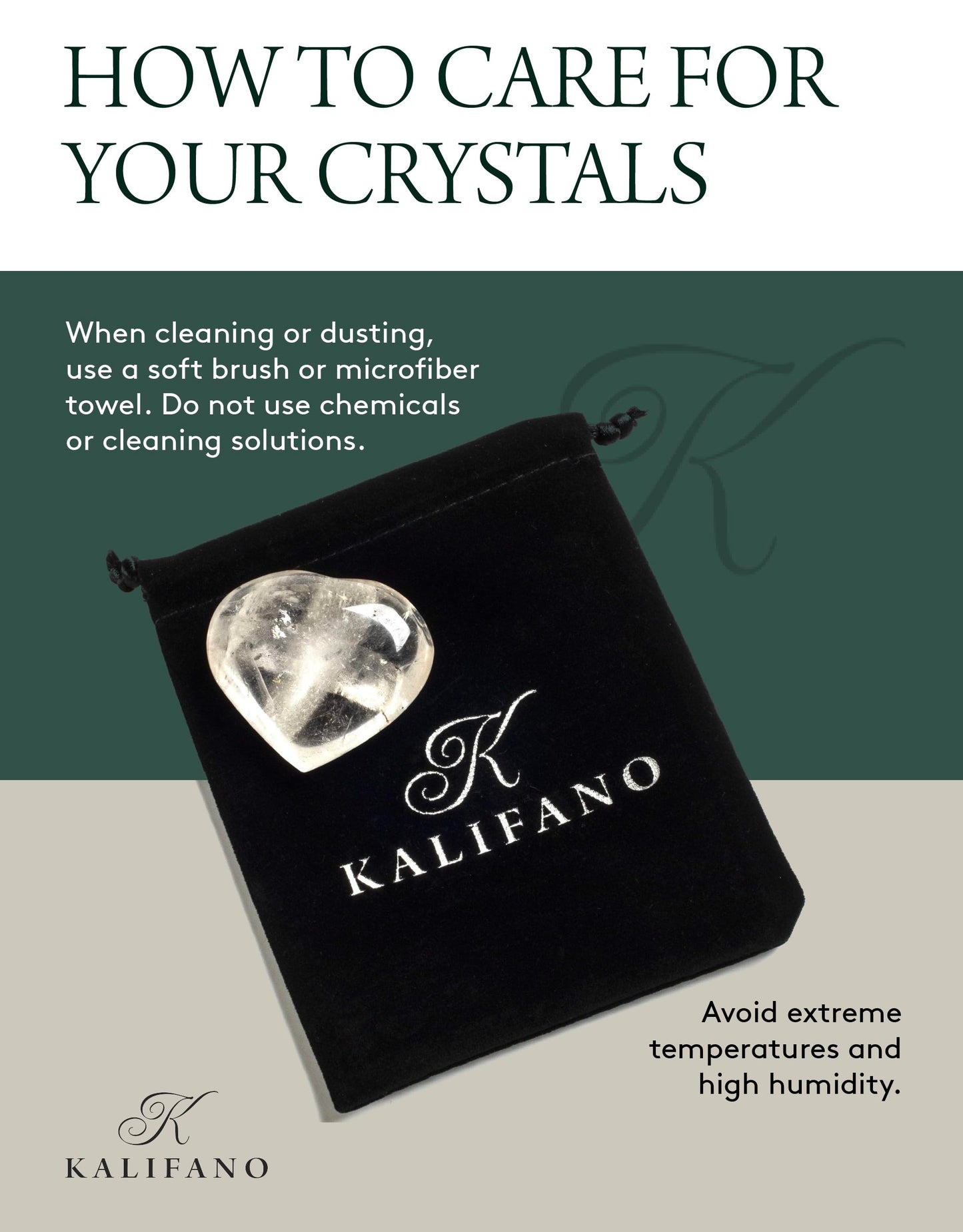 KALIFANO Quartz Heart Carving with Healing & Calming Effects - High Energy Reiki Worry Cuarzo Crystal Used for Soothing Anxiety and Stability (Information Card Included)