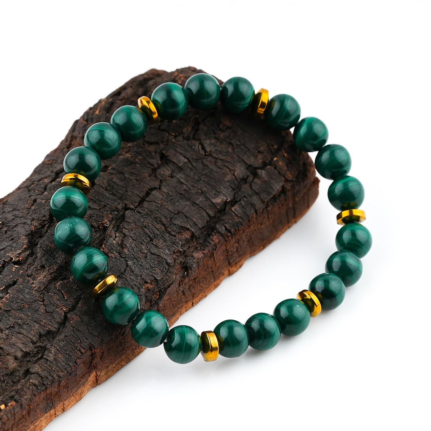 YASHEE Malachite Power Beaded Crystals Bracelet, Protection, Money Wealth Success Bracelet, Chakra Energy Healing Gemstone, Yoga Crystal, Stretchable Elastic Men & Women Bracelet