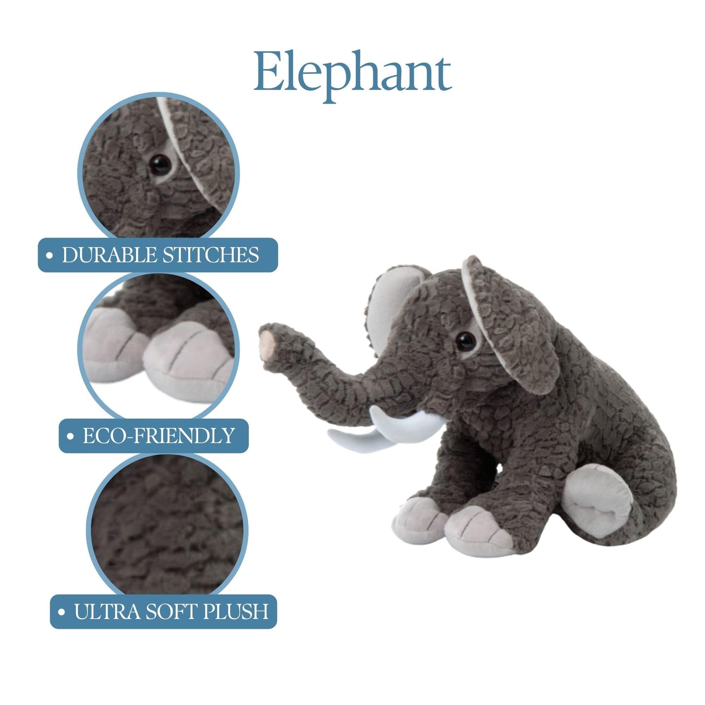 The Petting Zoo Elephant Stuffed Animal, Gifts for Kids, Wild Onez Zoo Animals, Jumbo Elephant Plush Toy 20 inches