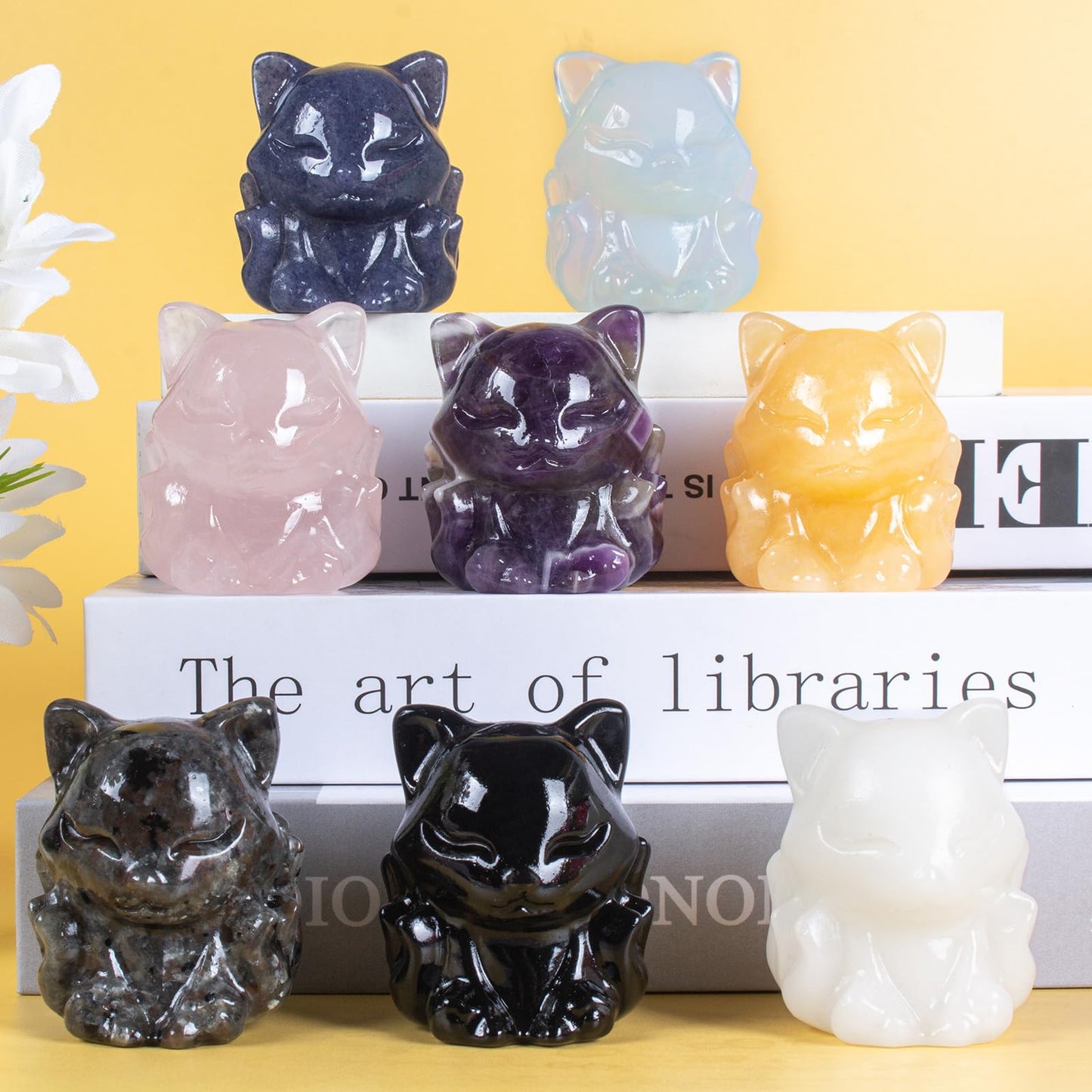 QLRSUXN Amethyst Nine Tailed Fox Decor,2 Inch Healing Crystals Fox Statue,Lucky Guardian Pocket Fox Figurines as Women’s Gifts,Fox Figurine for Office Home Decor and Ornament.