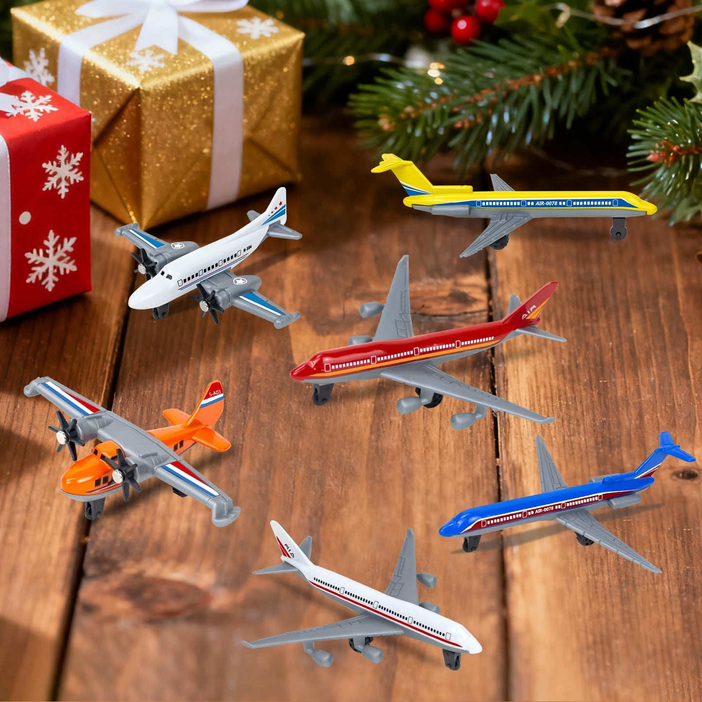 Toy Airplane 6 Pack, Diecast Airplane Toy for Boys Age 3 4-7 8-12, Alloy Planes Model/Glider Planes/Airlines Plane Toys for Kids Birthday Airforce Party Favors