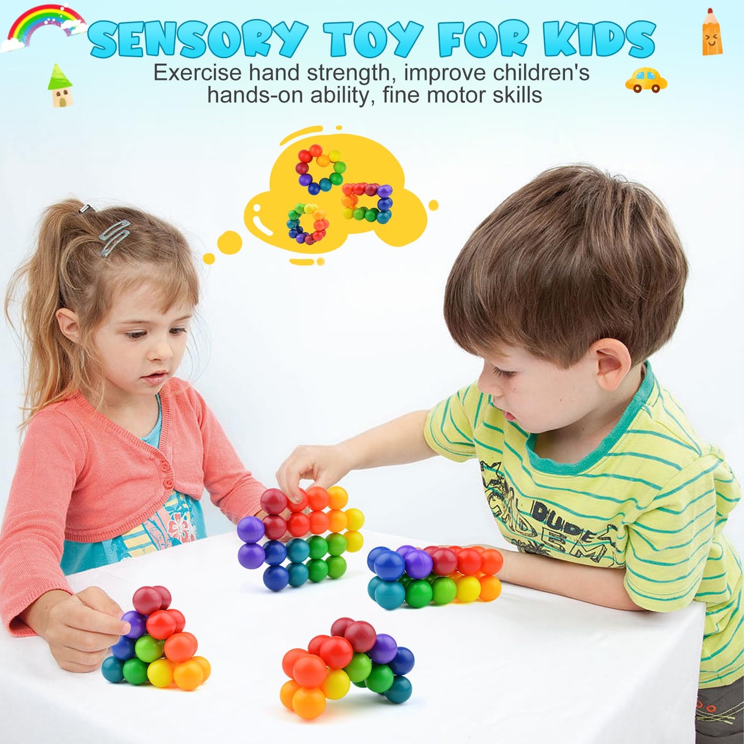 Yrissmiss 12PCS Autism Sensory Toys for Autistic Children, Quiet Fidget for Adults Kids, Autism for Toddlers 3-4, Travel for Ages 3-5 Gift Easter Basket Stuffers Gifts for Kids Boys Girls A