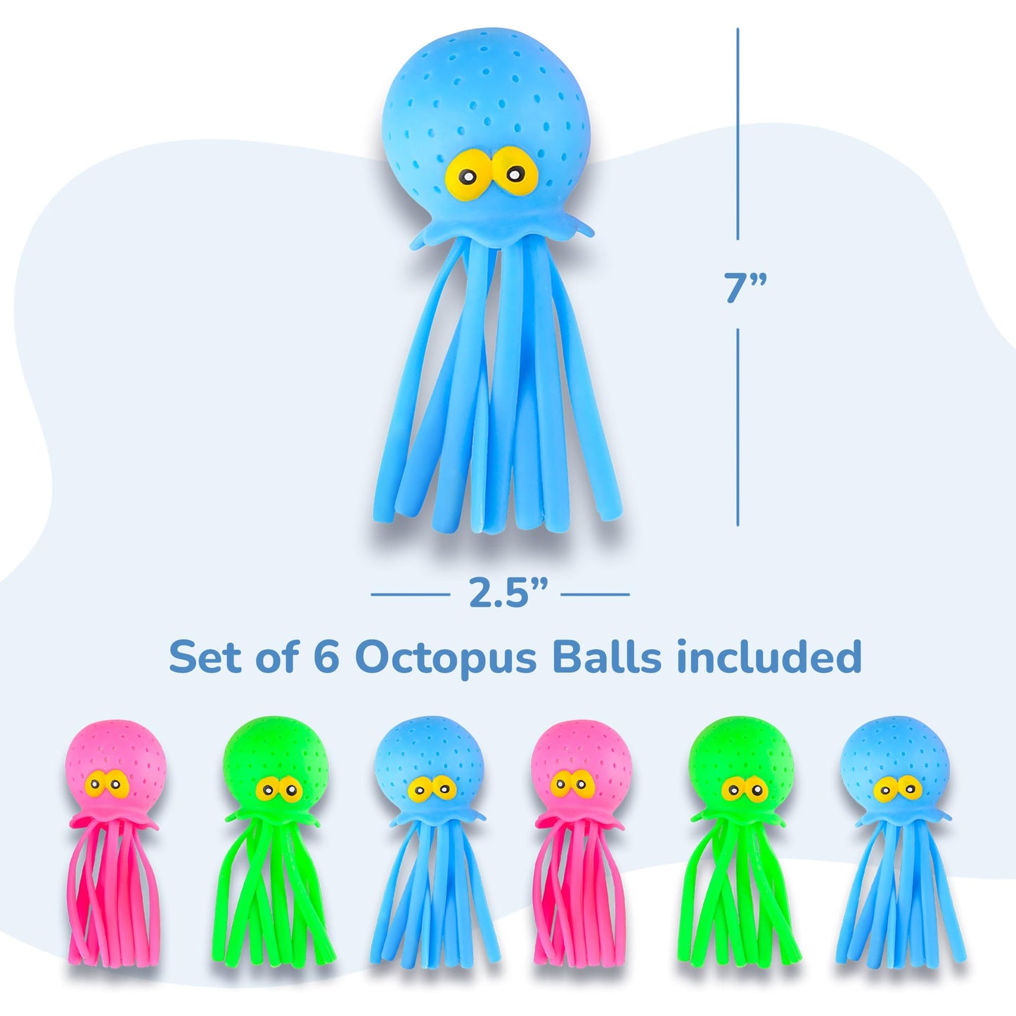 ArtCreativity Octopus Water Balls (Pack of 6), Pool Toys for Toddlers 3-5, Sensory Stress Relief Toy for Kids, Beach Water Toys & Swimming Toy for Toddlers, Cute Goodie Bag Fillers for Boys & Girls