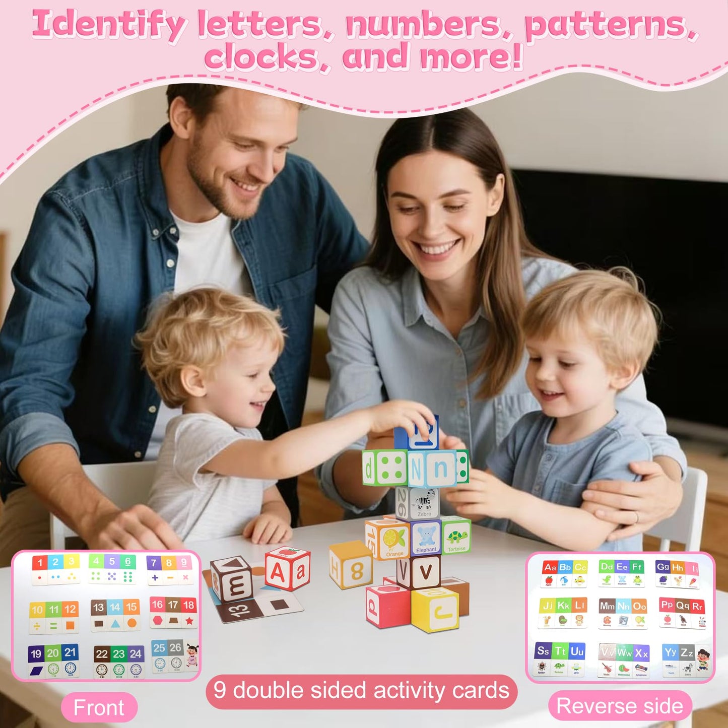 ElapseGlow Magnetic Alphabet Blocks for Toddlers 1-3, 26 PCS ABC & Number Stacking Blocks with 9 Learning Cards, Educational Montessori STEM Toys for Kids Ages 3+ ,MontessoriToys for Boys Girls Gifts