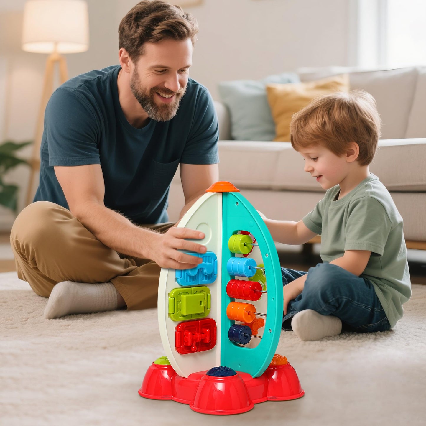 Didklom Musical Rocket Toy for Toddlers 1-3 , Space Learning Toy with Lights & Songs , Sensory Fine Motor Skills Development , Birthday Gifts for Boys & Girls