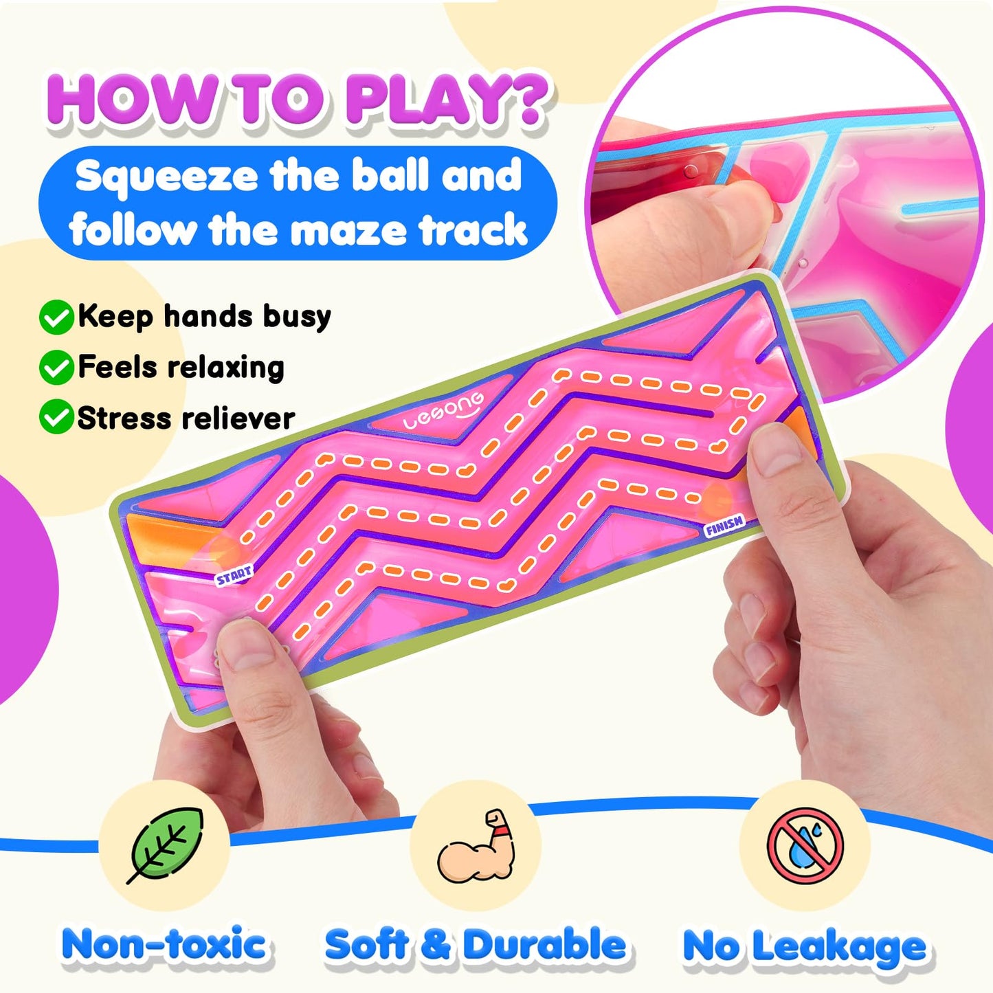 Squishy Sensory Fidget Autism Toys for Kids: Sensory Toys for Sepcial Need 6 Pack Maze - Quiet Fidget Sensory Filled Goo for Calming Down Classroom, Adult Office,Travel Essentials,Easter Gifts for Kid