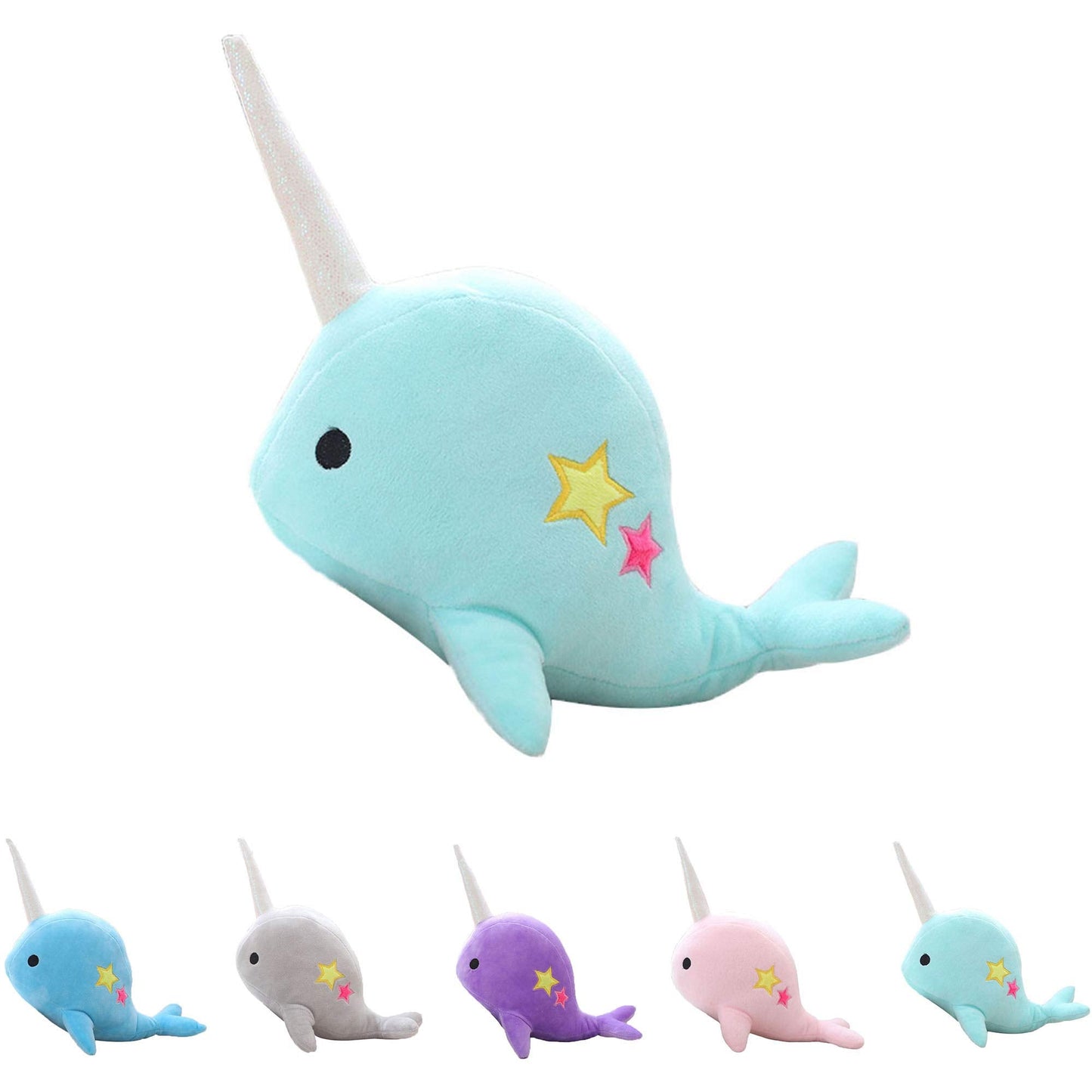 CASAGOOD Cute Teal Narwhal Stuffed Animal Plush Toy Adorable Soft Whale Plushies Toys Stuffed Animals for Babies£¬Kids, Toddlers…