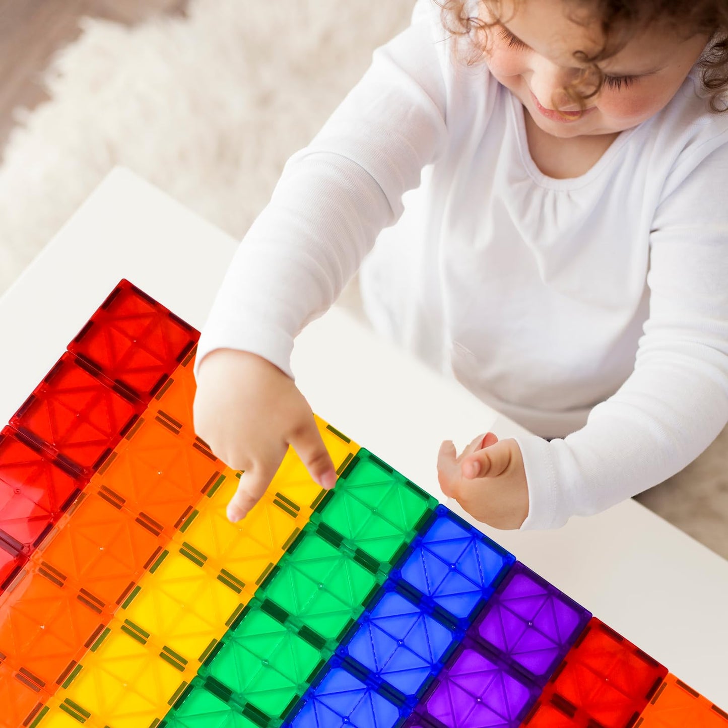 CuteTiger Magnetic Tiles, Magnet Tiles, 100 Pcs Magnetic Building Blocks No Cars, Square Building Castle, Preschool Toys, STEM Stacking Construction Montessori Toys for Kids