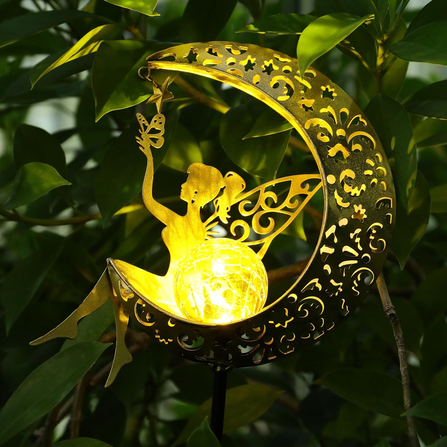 ZKLiLi Solar Lights Garden Decorations,Moon Fairy Light,Solar Statues Outdoor Decor,Warm LED Light for Pathway Lawn Patio Courtyard Gifts for Mom Grandma Women