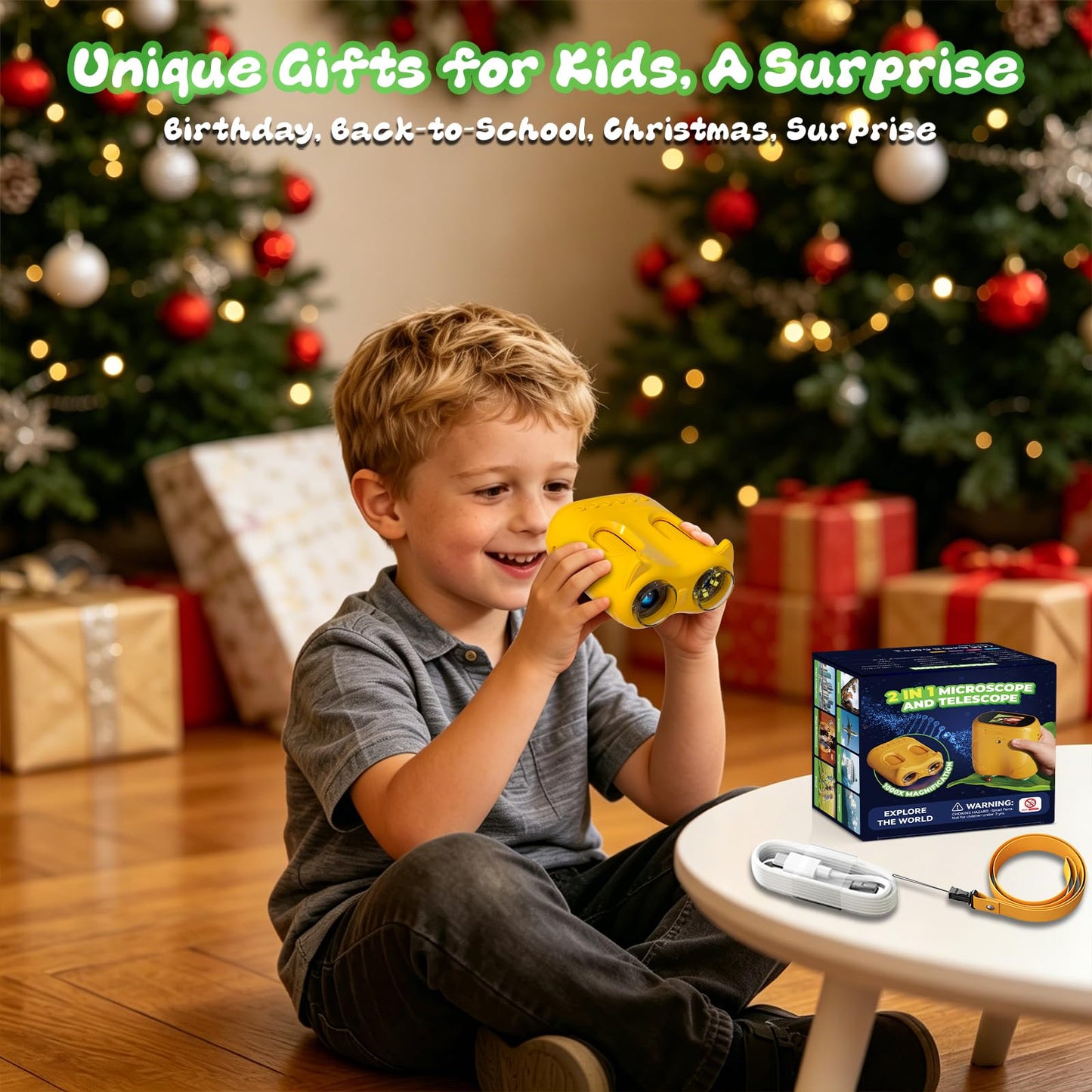 Pozifu Handheld Microscope for Kids, 2 in 1 1000X Pocket Digital Microscope & 10X Telescope for Kids - Science Kits STEM Toys - Gifts for Boys Girls Ages 3 4 5 6 7 8 9 10 11 12 (Orange)