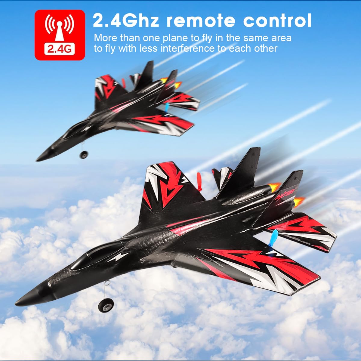 Fremego SU27 RC Plane, 2.4GHZ RC Airplane Ready to Fly Remote Control Airplane W/ 2 Batteries & 6-axis Gyro Stabilizer, 2CH RTF Hobby RC Glider for Beginners Kids Boys Girls Adults