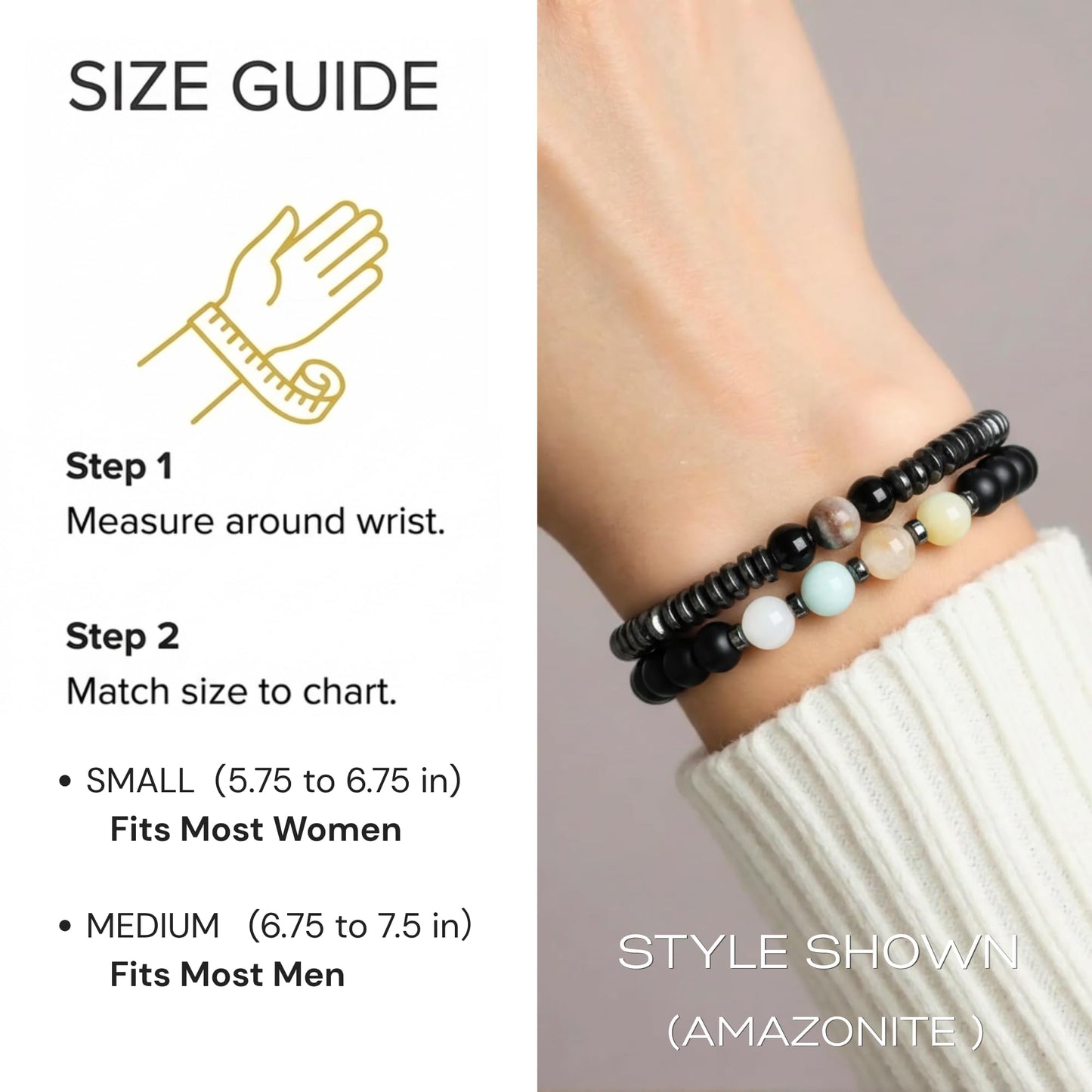 WestLuna Magnetic Healing Bracelet, Adjustable Magnetic Hematite Bracelets for Women Men Slimming Crystal Chakra Energy Beaded Bracelet Set (White Howlite, Small)