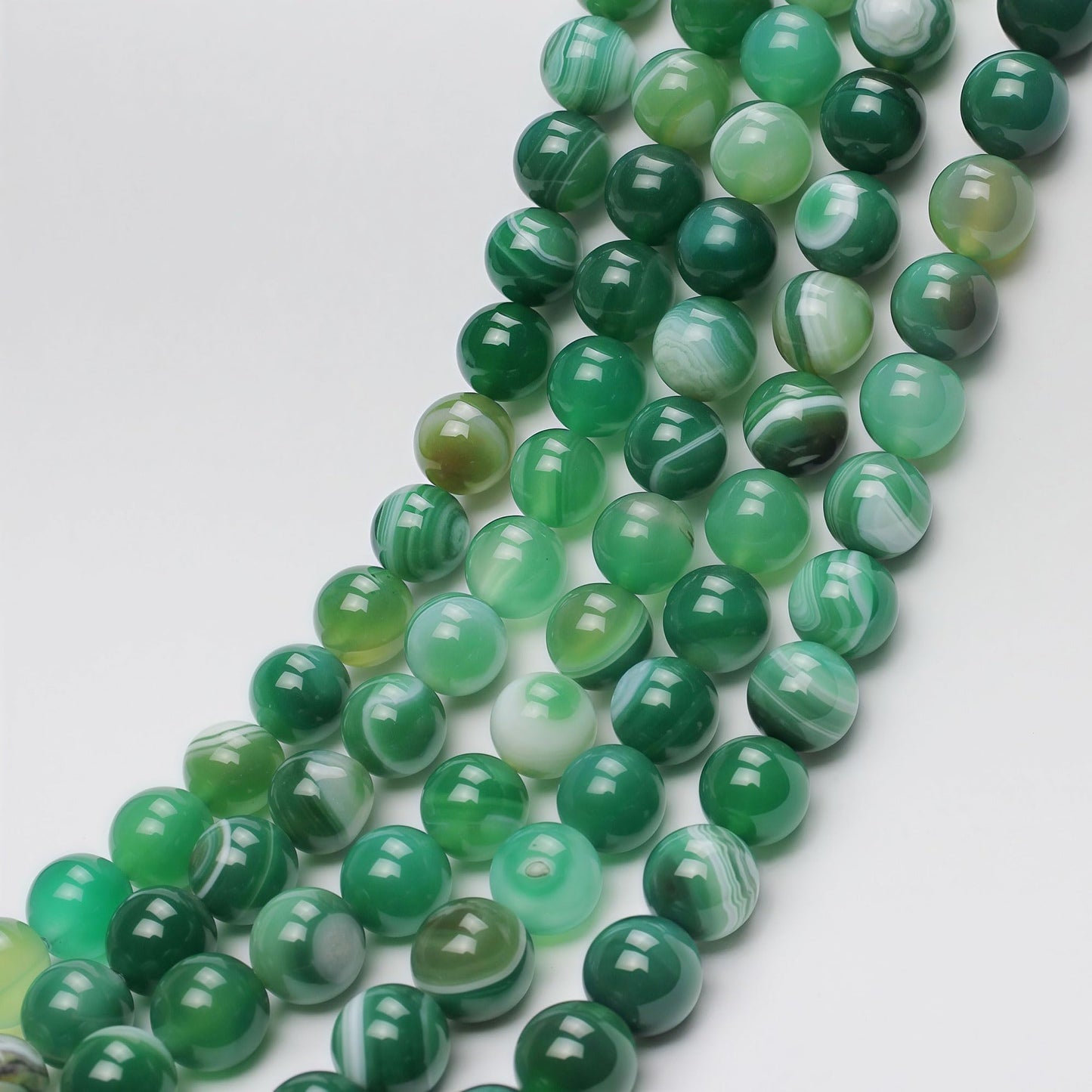 MJDCB Natural Stone Beads Green Striped Agate Round Loose Beads for Jewelry Making DIY Bracelet Necklace (6mm)