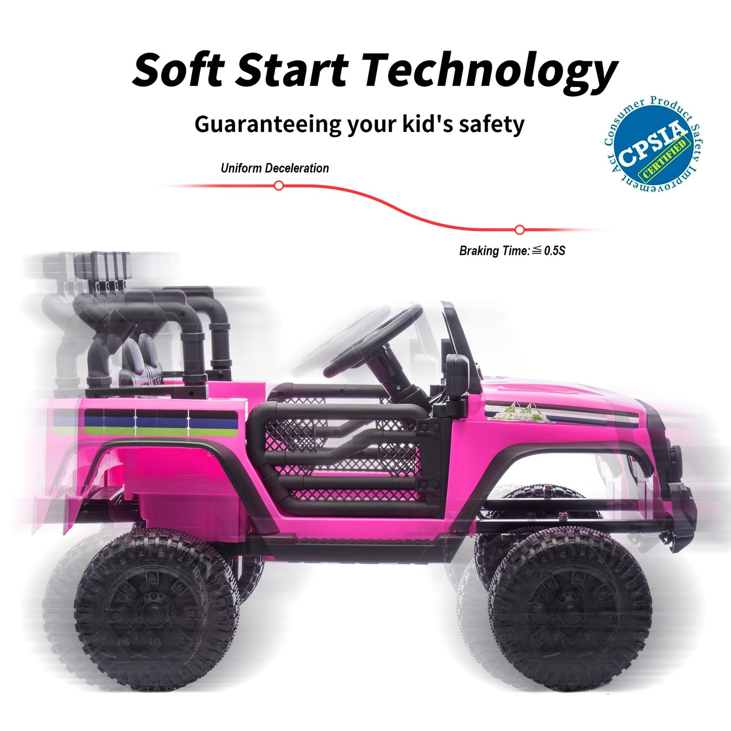 Hikiddo 24V Kids Ride on Car, Kids Electric Vehicles Car Ride on Toy Truck for Toddlers 3-5 w/Remote Control, 400W Motor - Pink