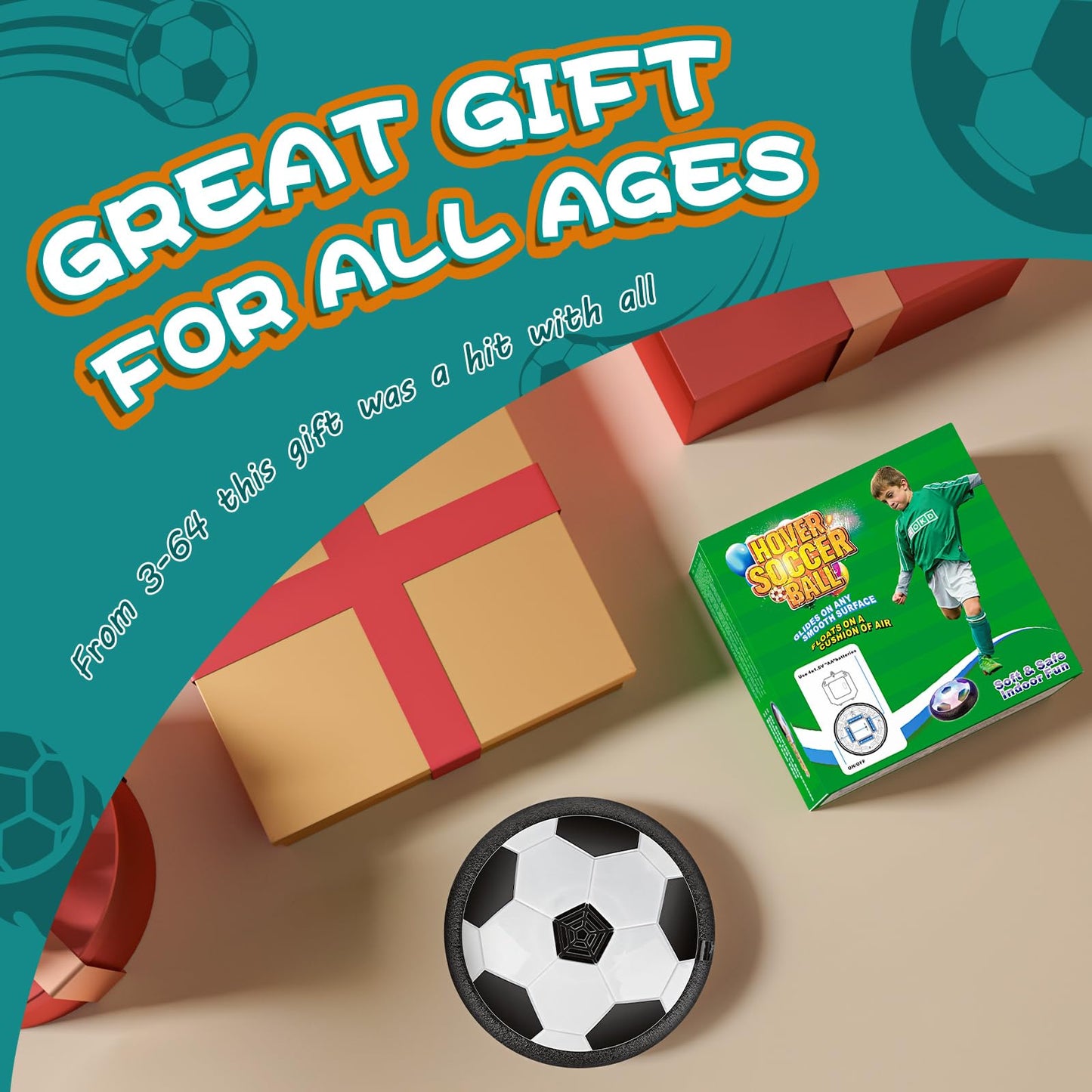 Set of 1 Light Up LED Soccer Ball Toys, Hover Toys for Boys Girls 4-7 8-12, Stocking Stuffers for Kids, for 3 4 5 6 7 8 9 10 11 12 Year Old Boys Girls