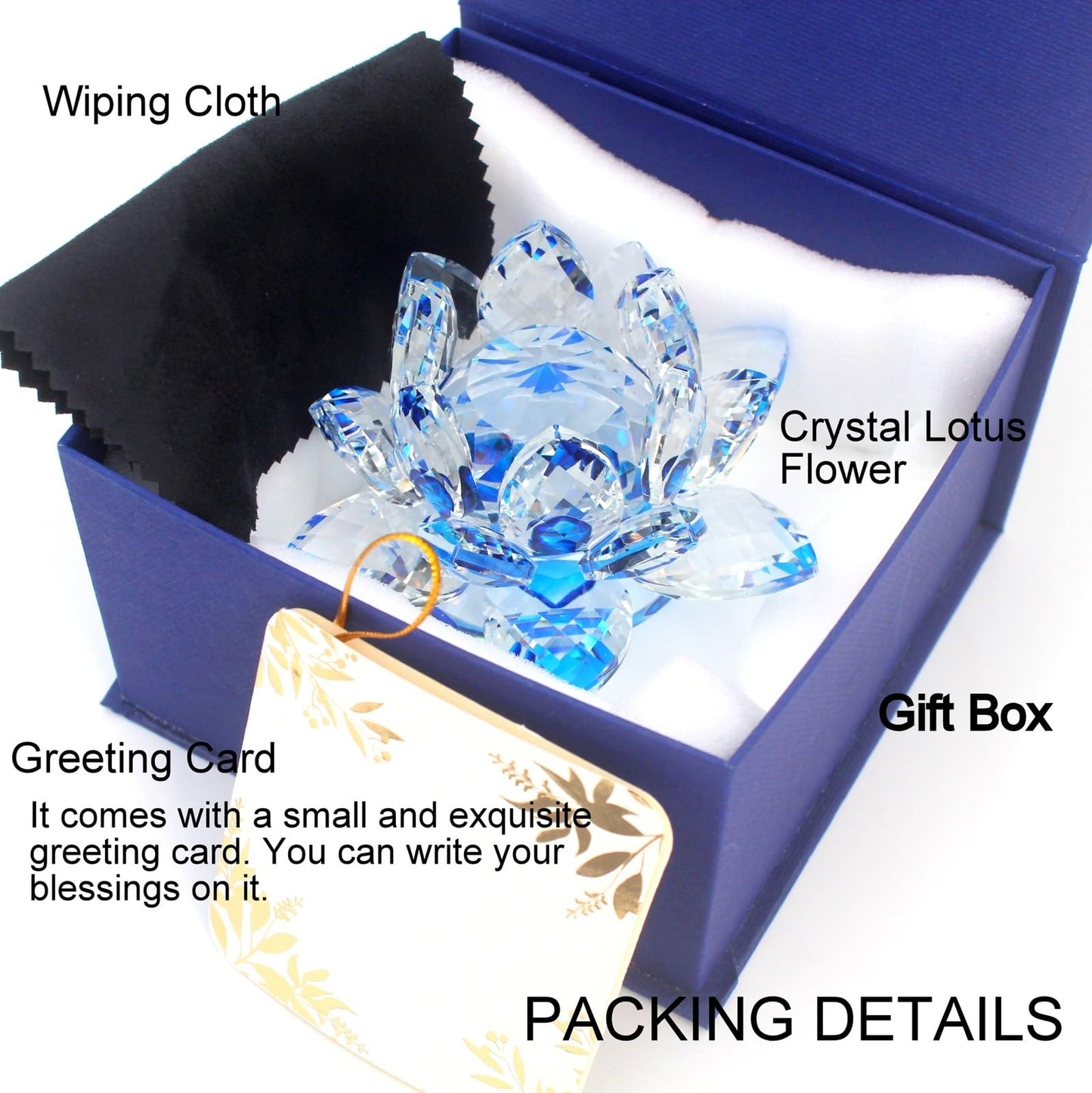 TENGFENG Sparkle Crystal Lotus Flower - 4'' Hue Reflection Clear Crystal Lotus for Feng Shui Home Decor Sun Catcher Ornaments or Paper Weight with Gift Box (100MM) Transparent Purple