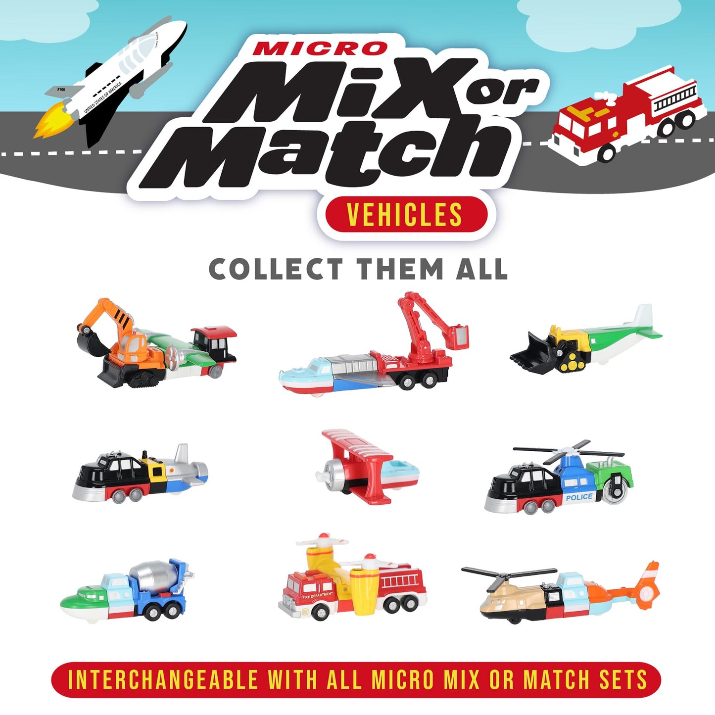 Popular Playthings Magnetic Vehicles for Toddlers 1-3, Mini Mix or Match Car Toys, Set of 9 Gift for Kids - Vehicles