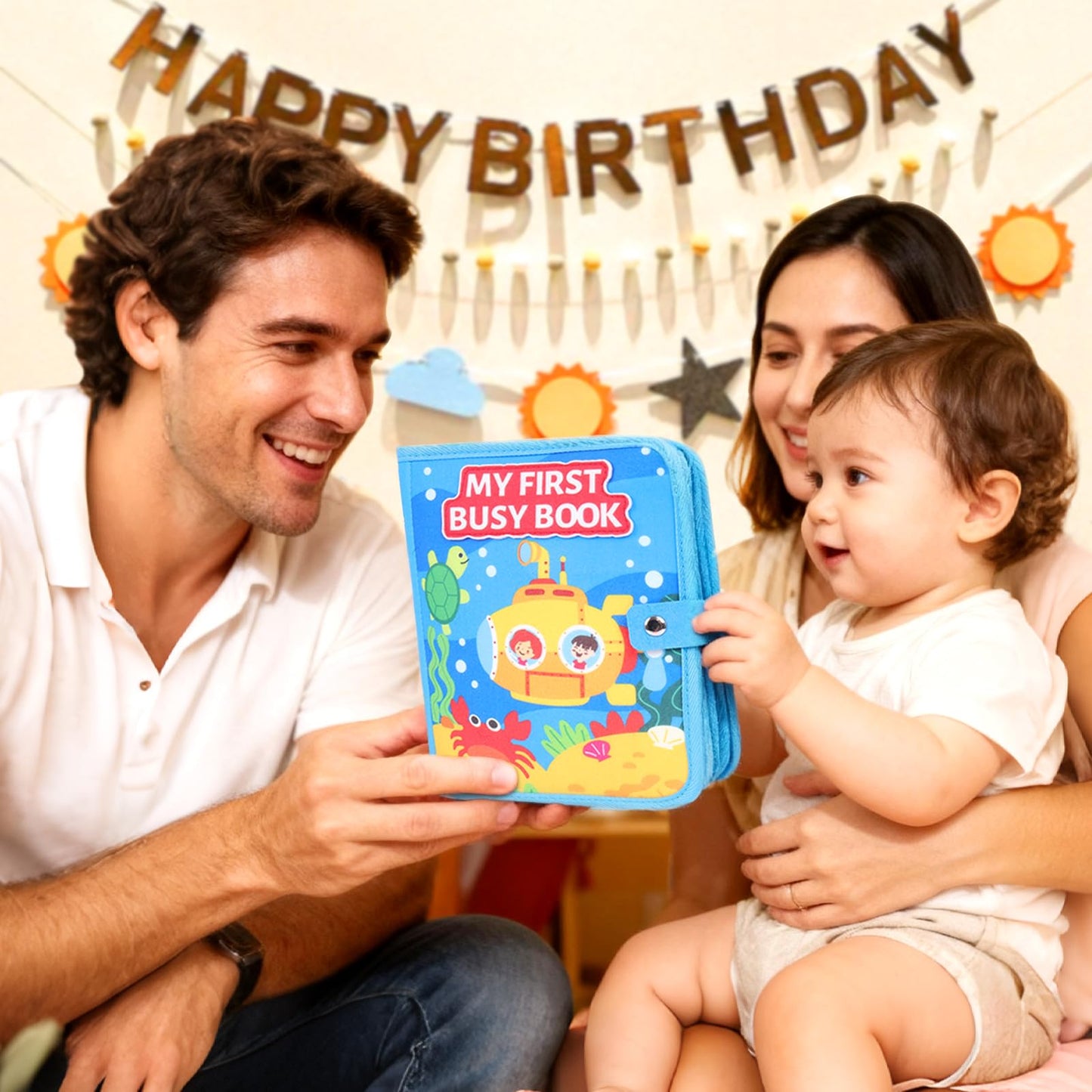 FoenixArte Ocean Busy Book for Toddlers 1-3, Montessori Quiet Book with 20 Activities, Travel Toy for Fine Motor Learning, Gift for Boys Girls