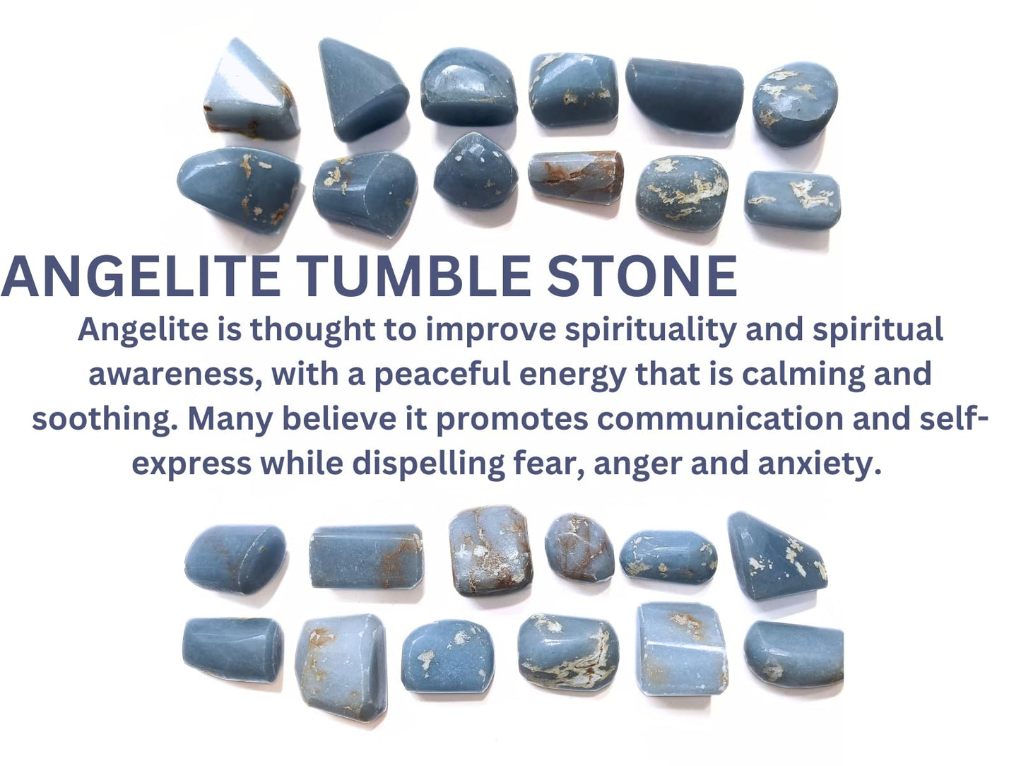Jet Unique Authentic ANGELITE Tumbled Stone Approx 075 to 1 inch Long Gemstone Healing Chakra Balancing Power Gift (3 Piece)