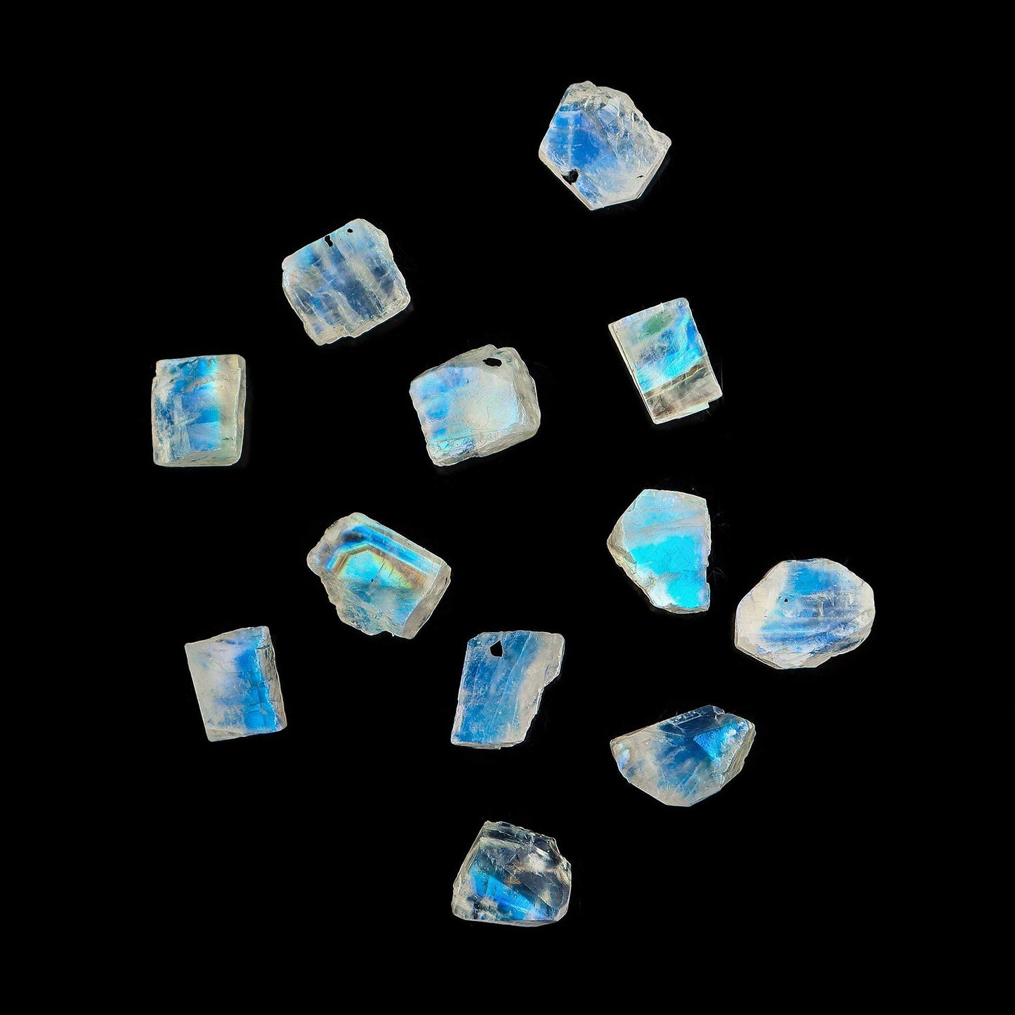 50carats Real Raw Blue Moonstone Gemstone, Rough Crystals, DIY Jewelry Making, Wire Wrapping, Chakra Healing Crystals, Loose Stones, Wholesale Lot, June Birthstone, Natural Rainbow Moonstone Pack