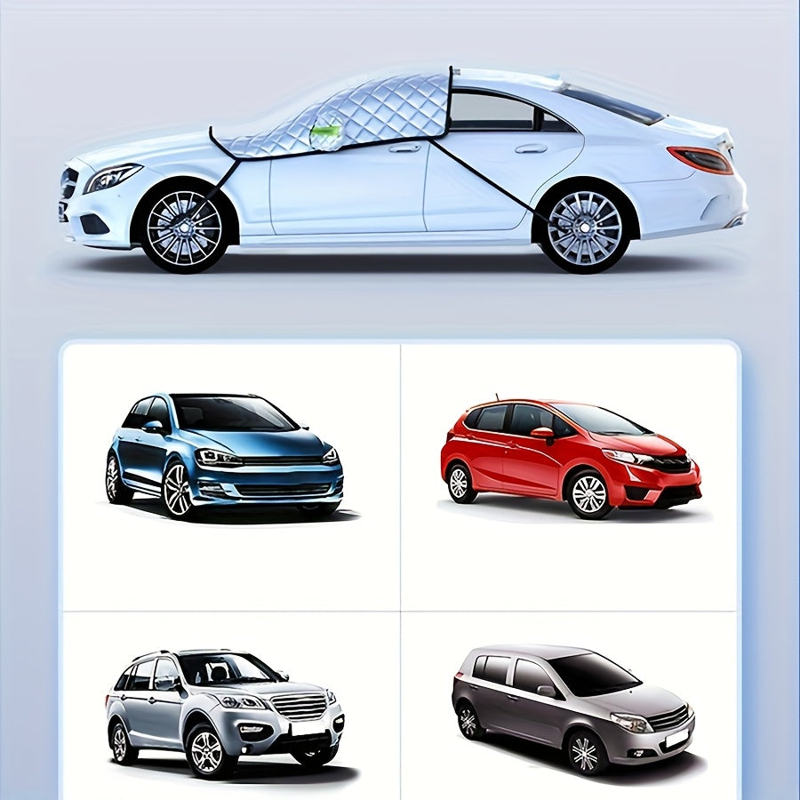 Car Windshield Snow Cover Protection, Windproof Sunshade Cover for Cars, Compact SUV Sunshade Cover, Protection for Snow Ice UV Frost, Wiper & Mirror Protector