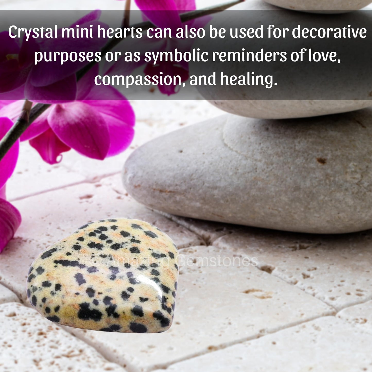 Amazing Gemstone Dalmatian Jasper Stone Heart - Pack of 2 Crystal Heart Stones Rocks - Corazones De Piedra Crystals and Healing Stones Heart Shaped Crystal - Stocking Stuffers Gifts