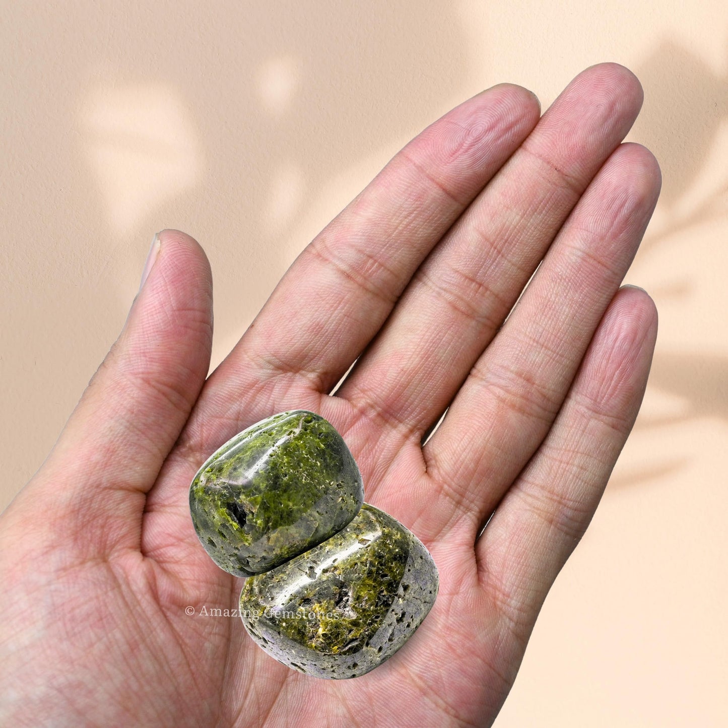 Amazing Gemstone Green Tourmaline with Matrix Crystal Tumbled Stones Polished Rocks - Natural Gem Stones for Healing - DIY Crystals for Protection (1 Piece)