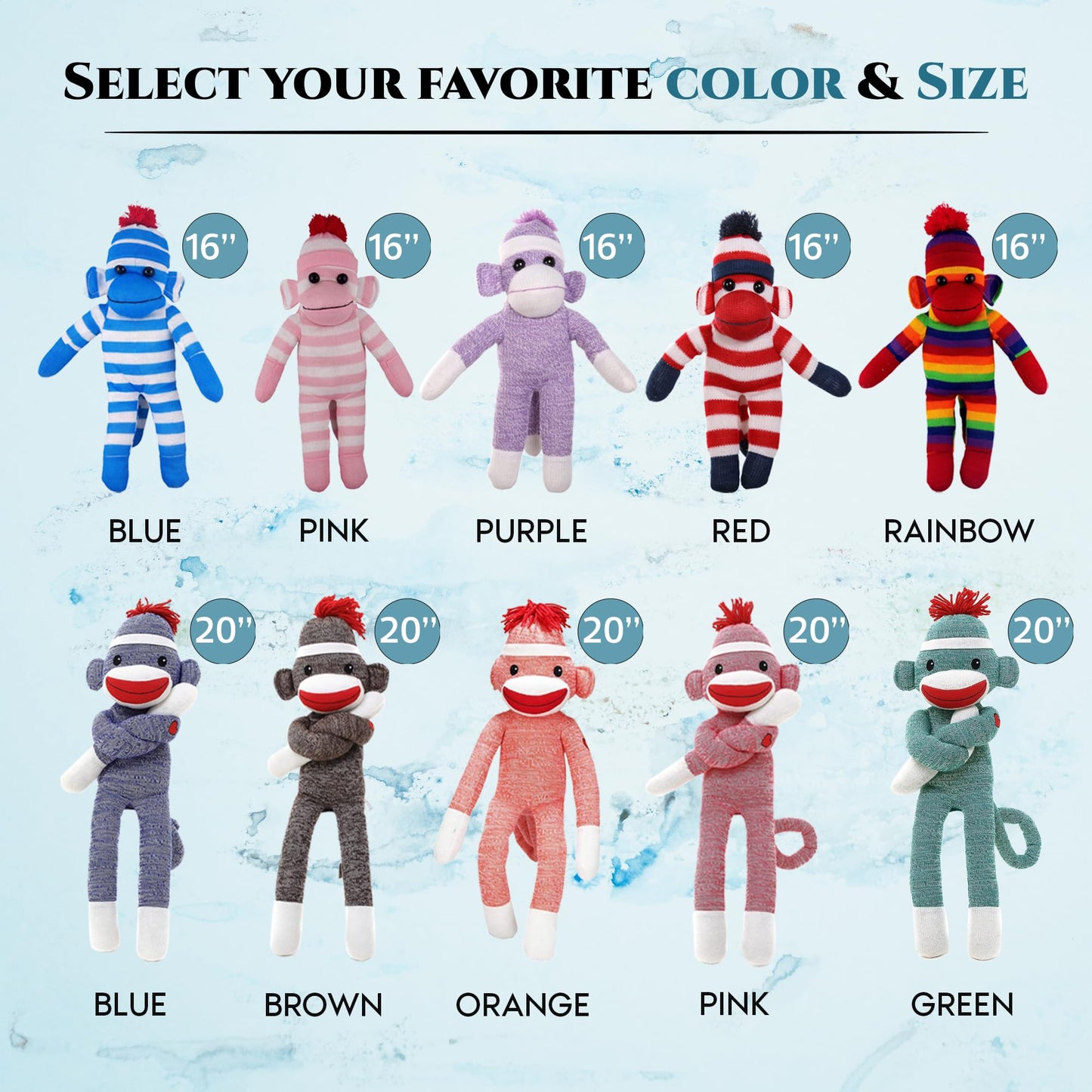 Made By Aliens Adorable Sock Monkey, The Original Traditional Hand Knitted Stuffed Animal Toy Gift-for Kids, Babies, Teens, Girls and Boys Baby Doll Present Puppet (20" Brown)